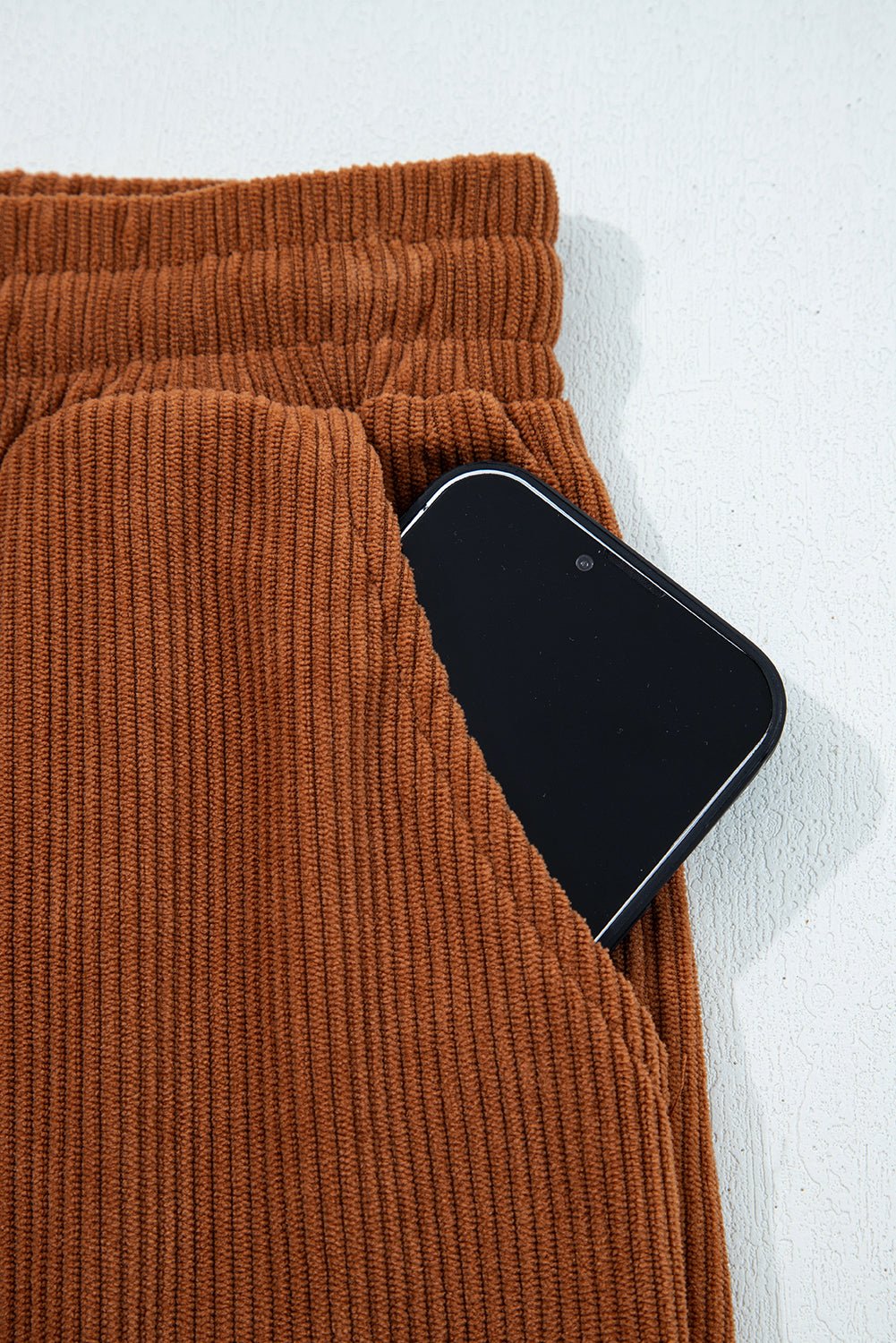 Solid Corduroy Drawstring Elastic Waist Pants - Rooted & Reckless Co.