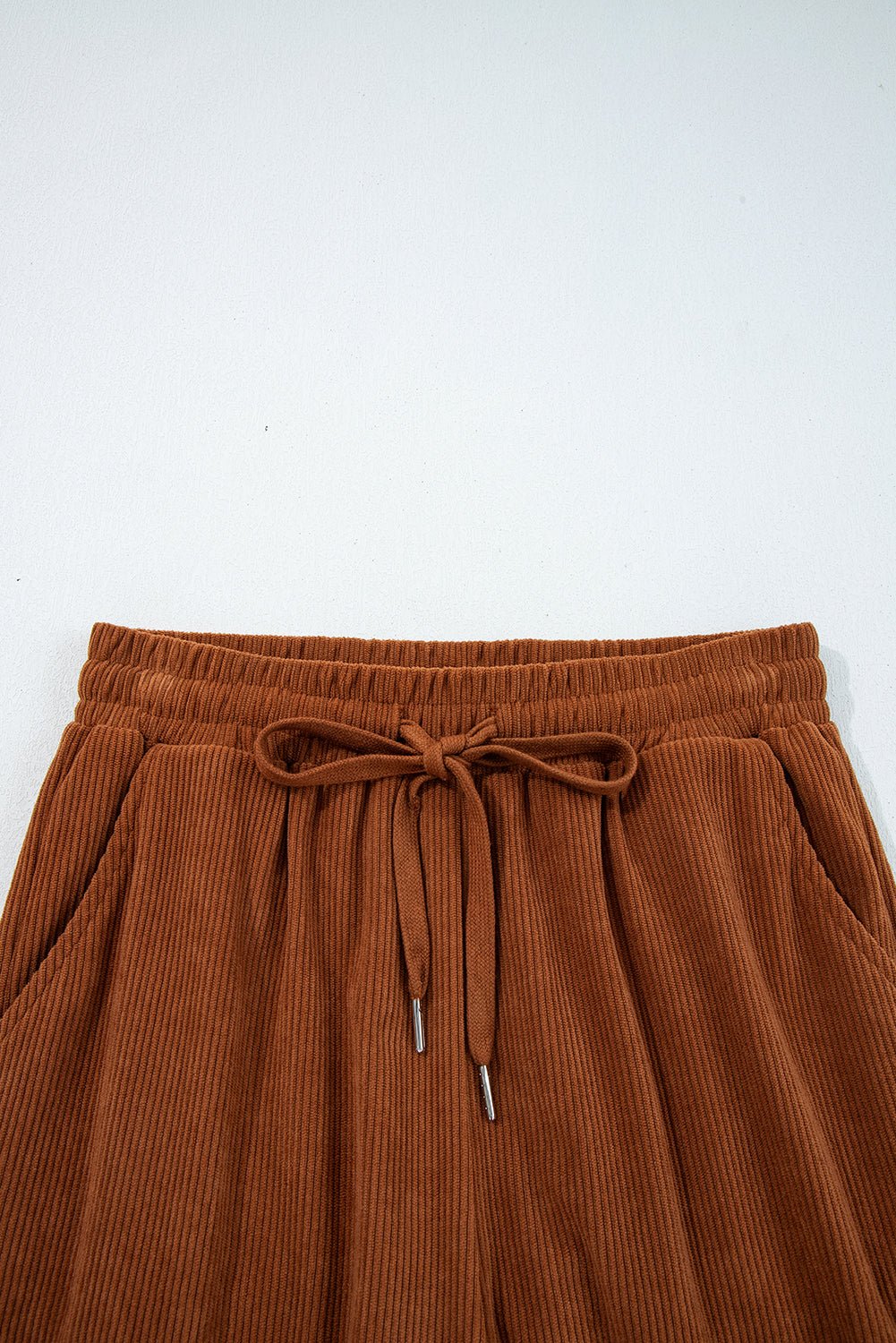 Solid Corduroy Drawstring Elastic Waist Pants - Rooted & Reckless Co.