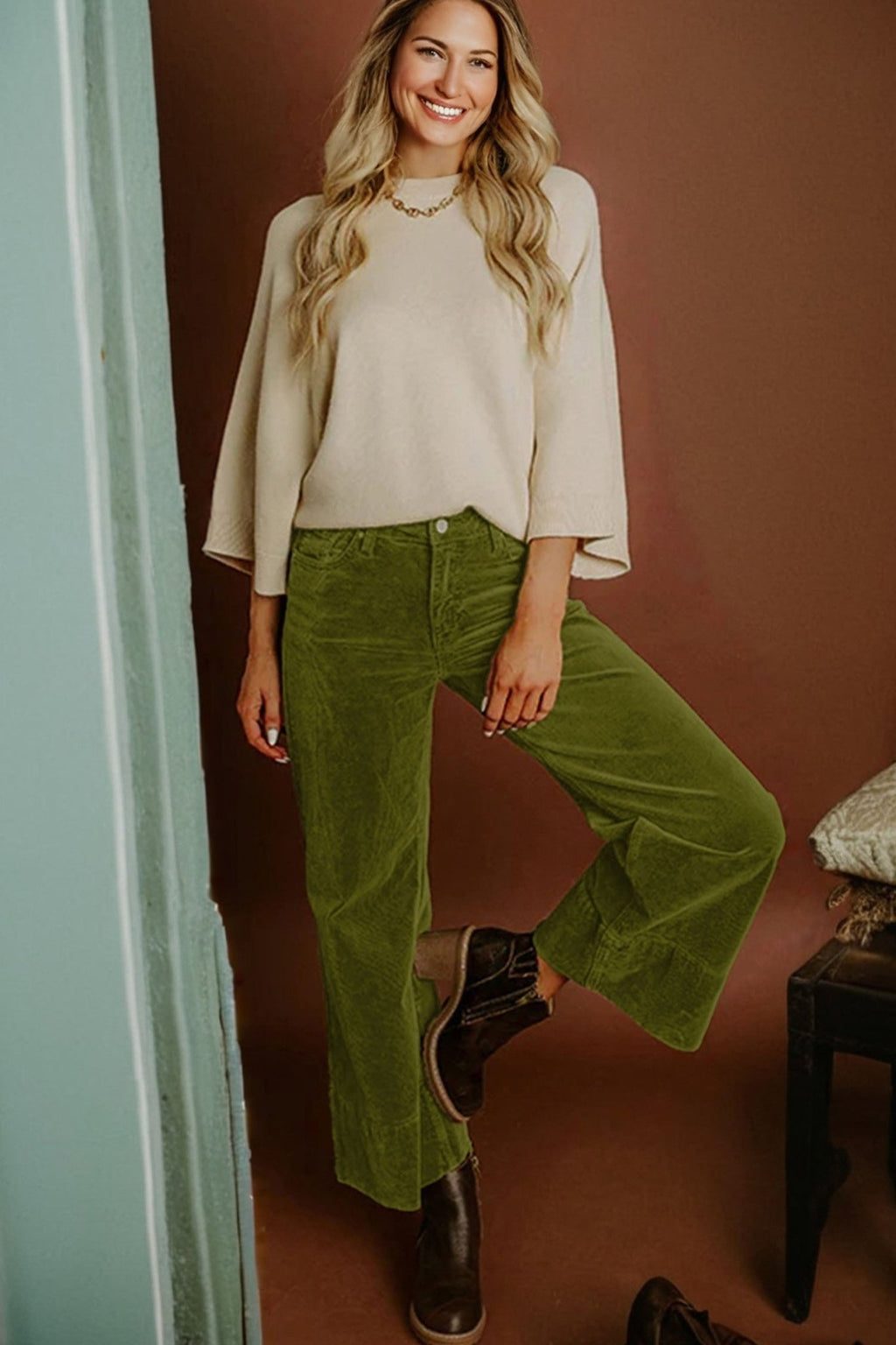 Solid Corduroy High Waist Wide Leg Pants - Rooted & Reckless Co.
