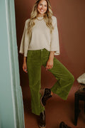 Solid Corduroy High Waist Wide Leg Pants - Rooted & Reckless Co.