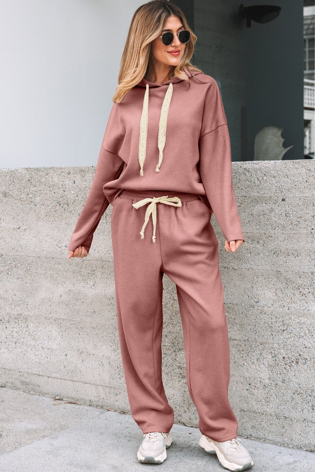 Solid Corduroy Lace Hoodie and Pants Set - Rooted & Reckless Co.