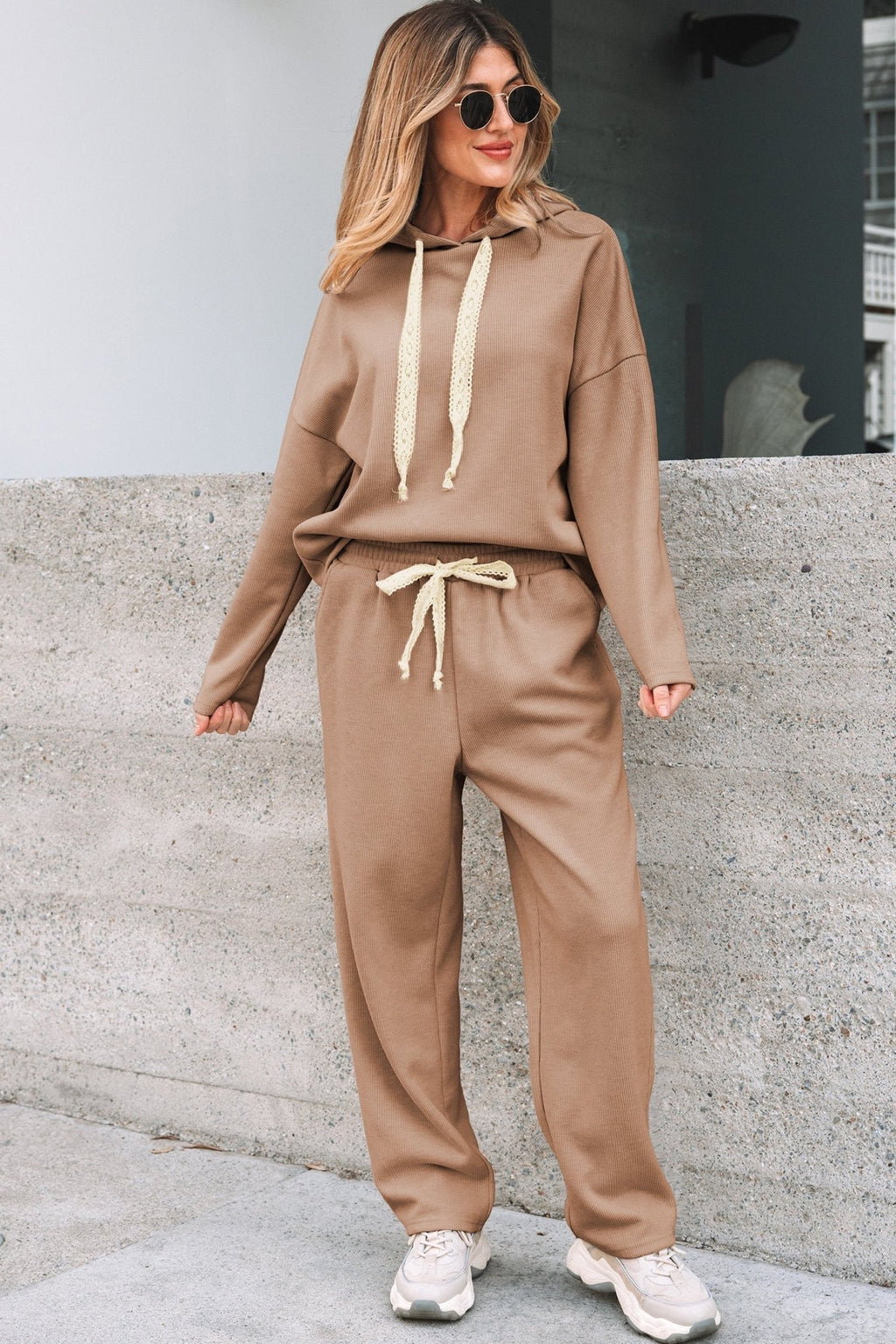 Solid Corduroy Lace Hoodie and Pants Set - Rooted & Reckless Co.