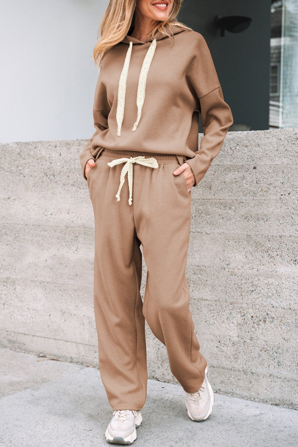 Solid Corduroy Lace Hoodie and Pants Set - Rooted & Reckless Co.