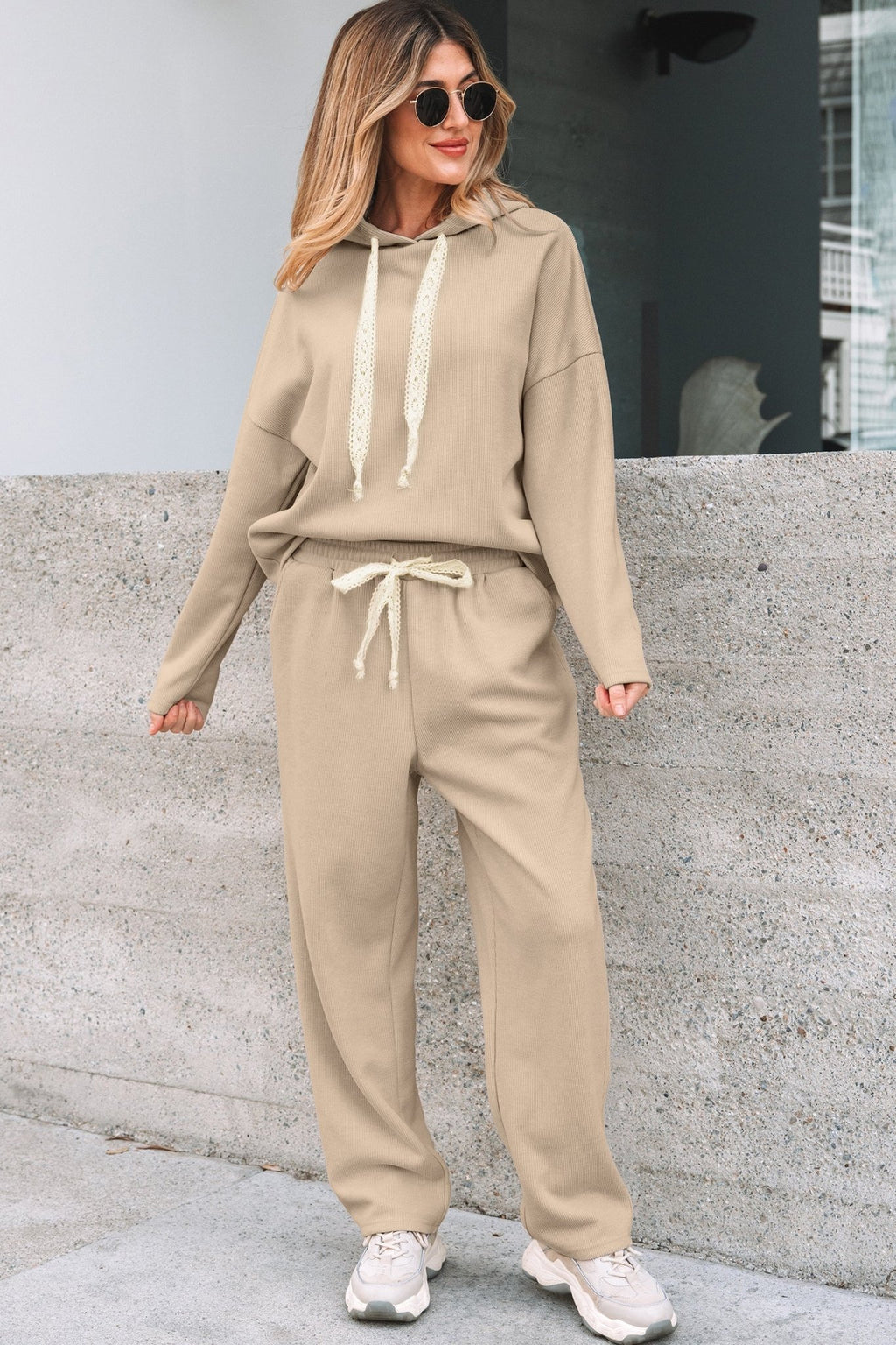 Solid Corduroy Lace Hoodie and Pants Set - Rooted & Reckless Co.