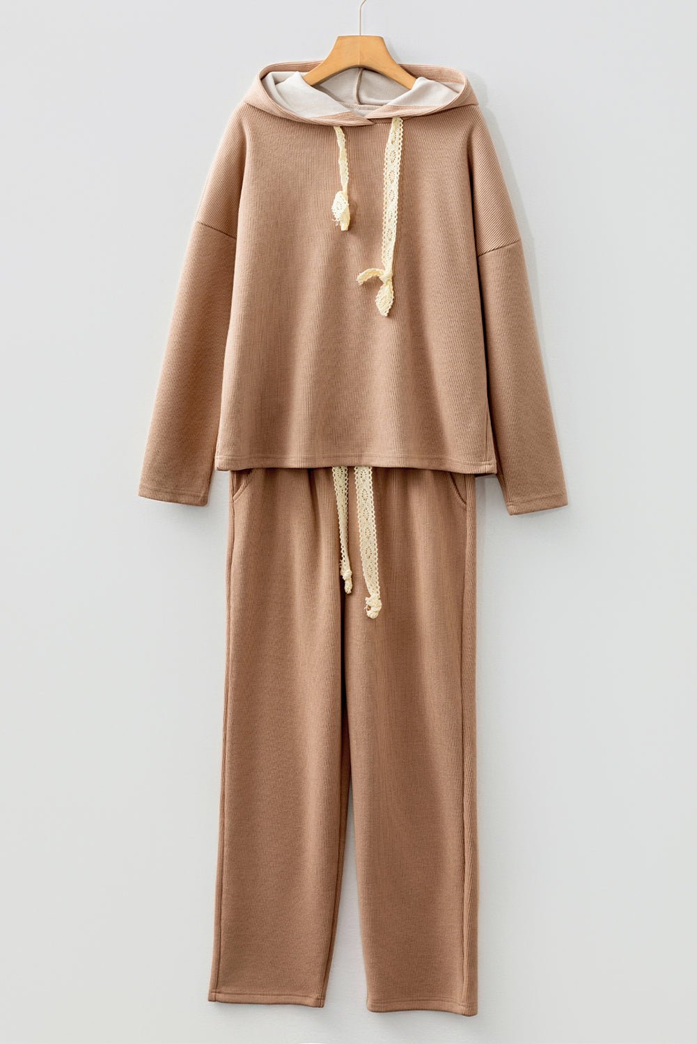 Solid Corduroy Lace Hoodie and Pants Set - Rooted & Reckless Co.