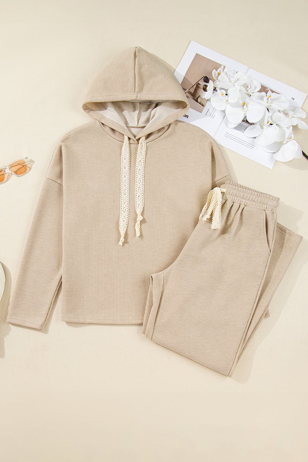 Solid Corduroy Lace Hoodie and Pants Set - Rooted & Reckless Co.