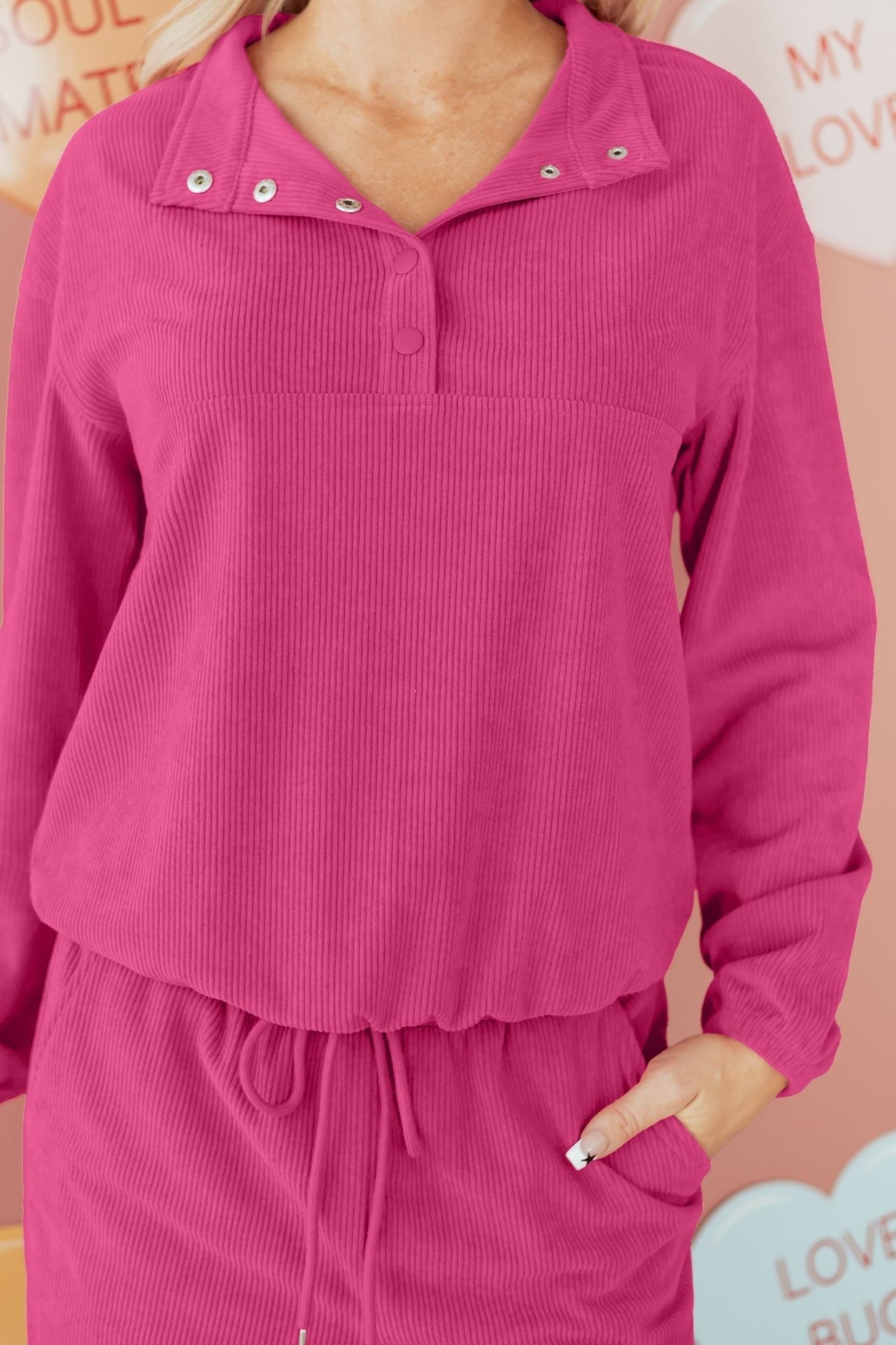 Solid Corduroy Pullover and Drawstring Pants Set - Rooted & Reckless Co.