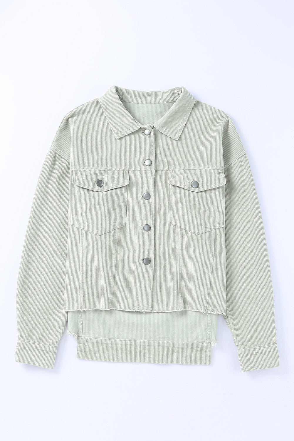 Solid Corduroy Raw Hem Cropped Jacket - Rooted & Reckless Co.