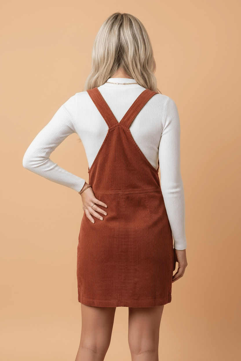Solid Corduroy Zip-Up Sleeveless Pocketed Dress - Rooted & Reckless Co.