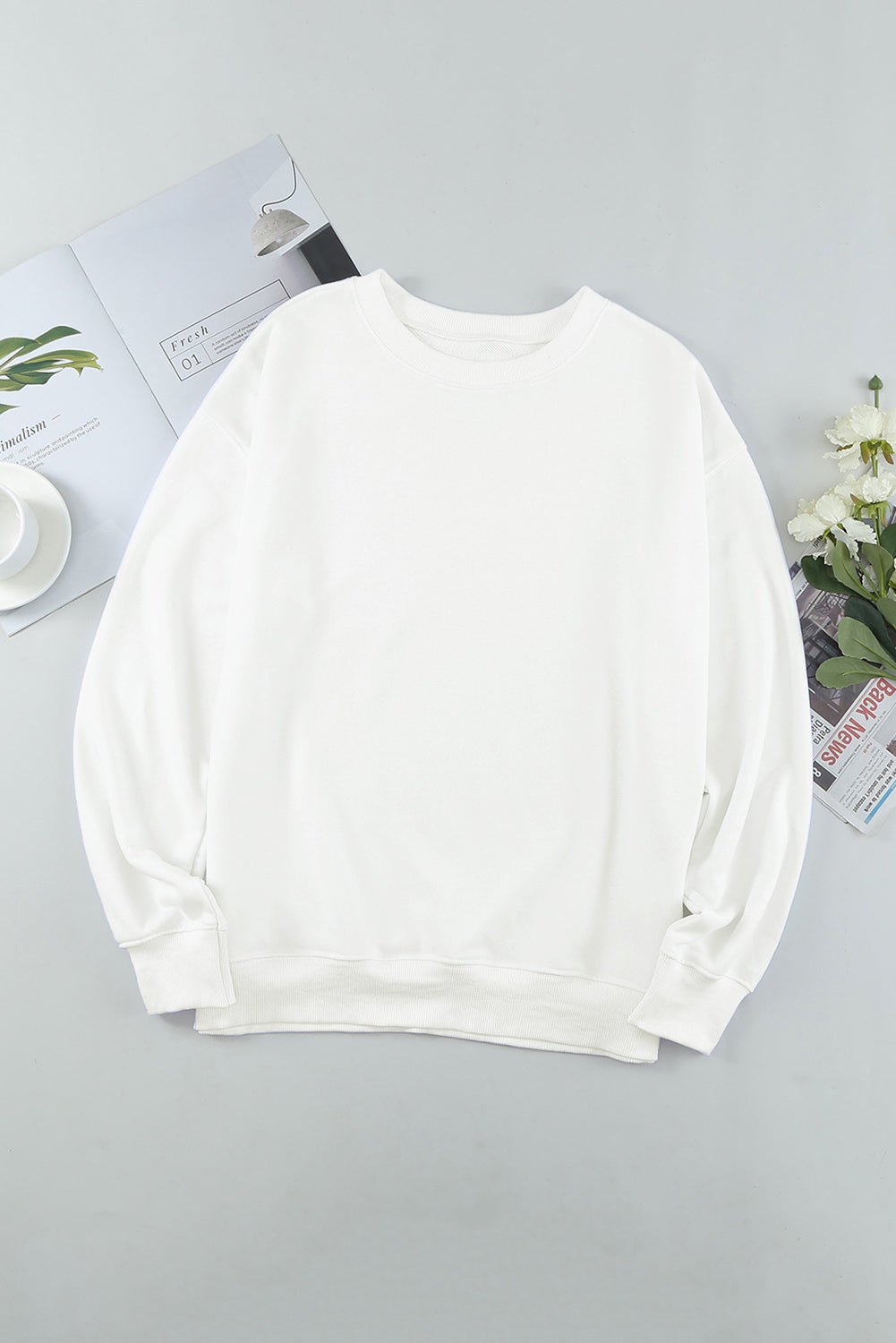 Solid Crew Neck Pullover Sweatshirt - Rooted & Reckless Co.