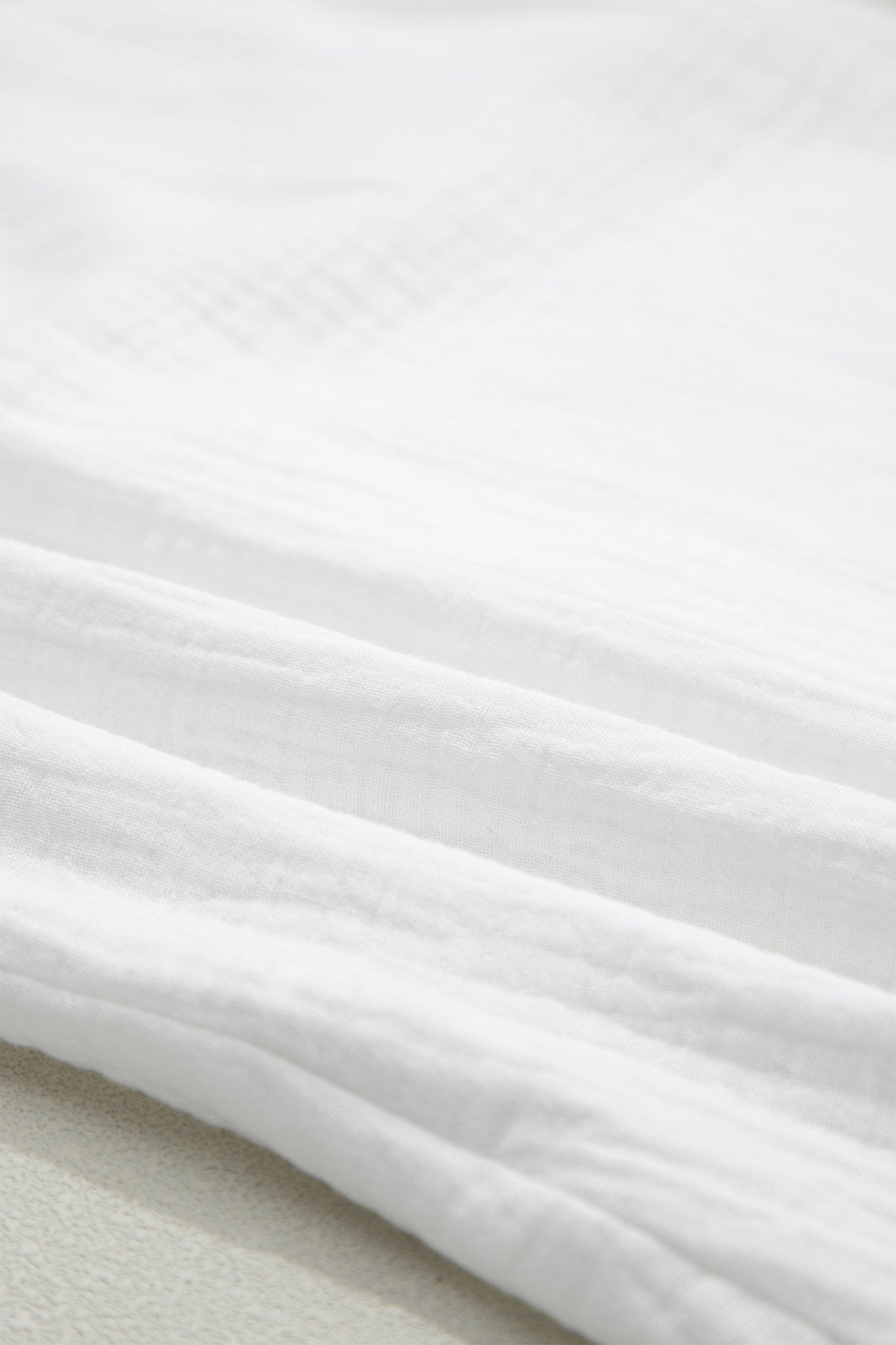 Solid Crinkle Textured Lace Trim Buttoned Shirt - Rooted & Reckless Co.
