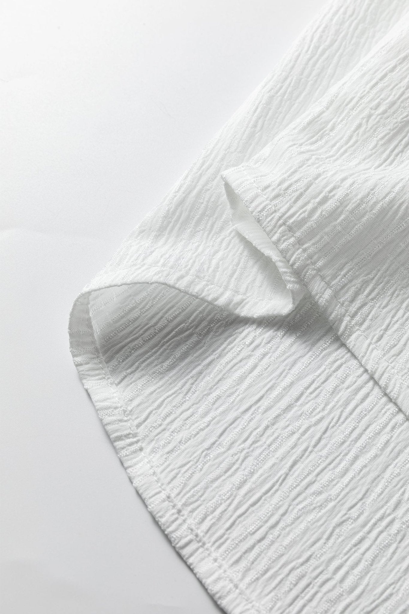 Solid Crinkled Lantern Sleeve Buttoned Shirt - Rooted & Reckless Co.