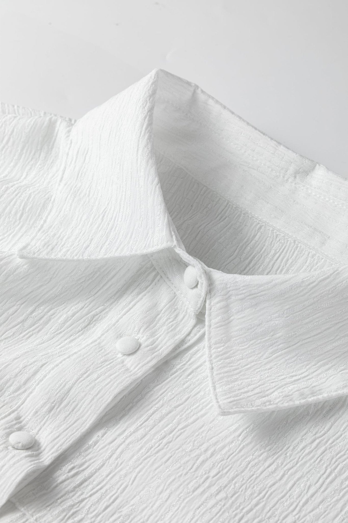 Solid Crinkled Lantern Sleeve Buttoned Shirt - Rooted & Reckless Co.