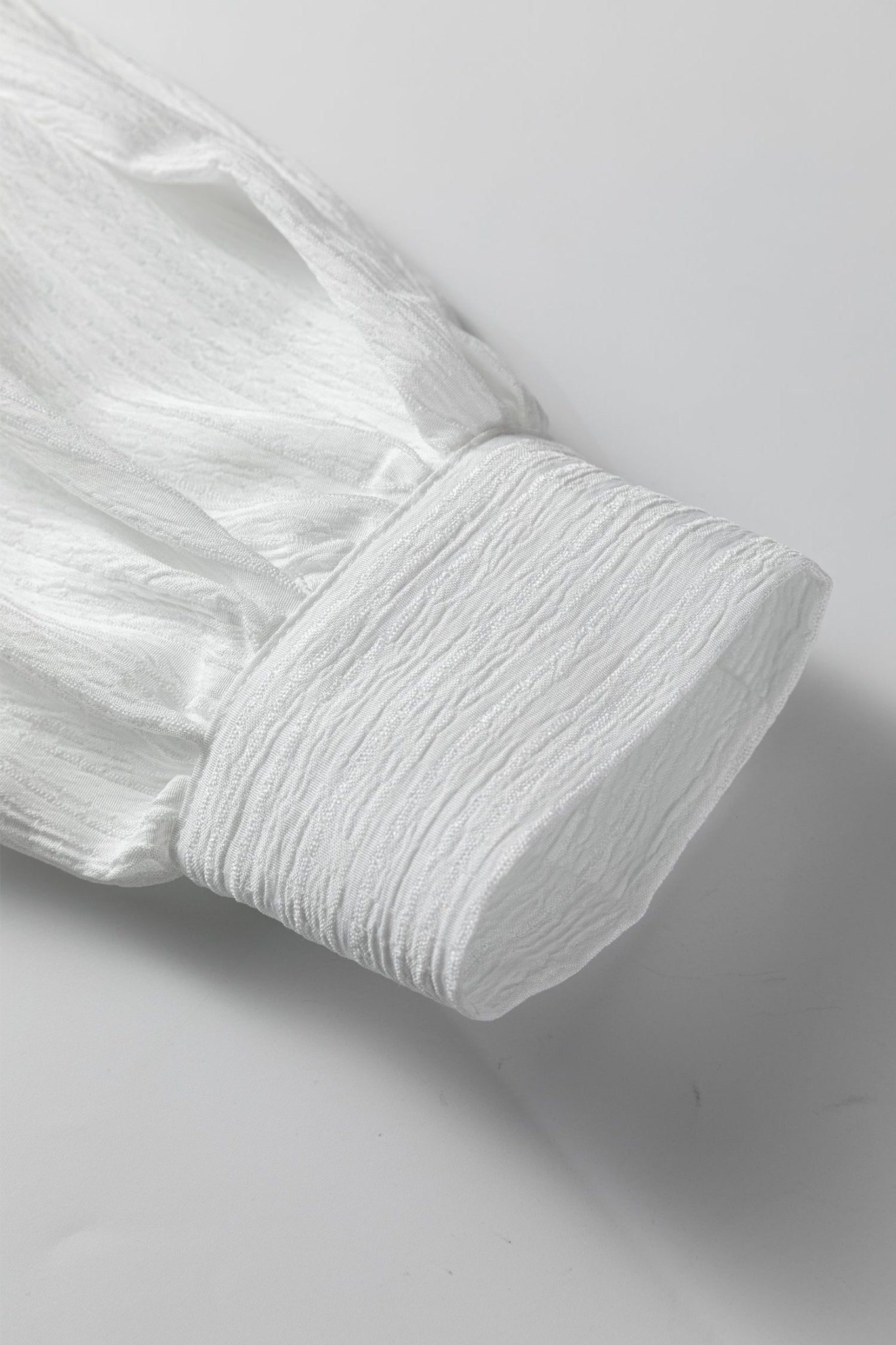 Solid Crinkled Lantern Sleeve Buttoned Shirt - Rooted & Reckless Co.