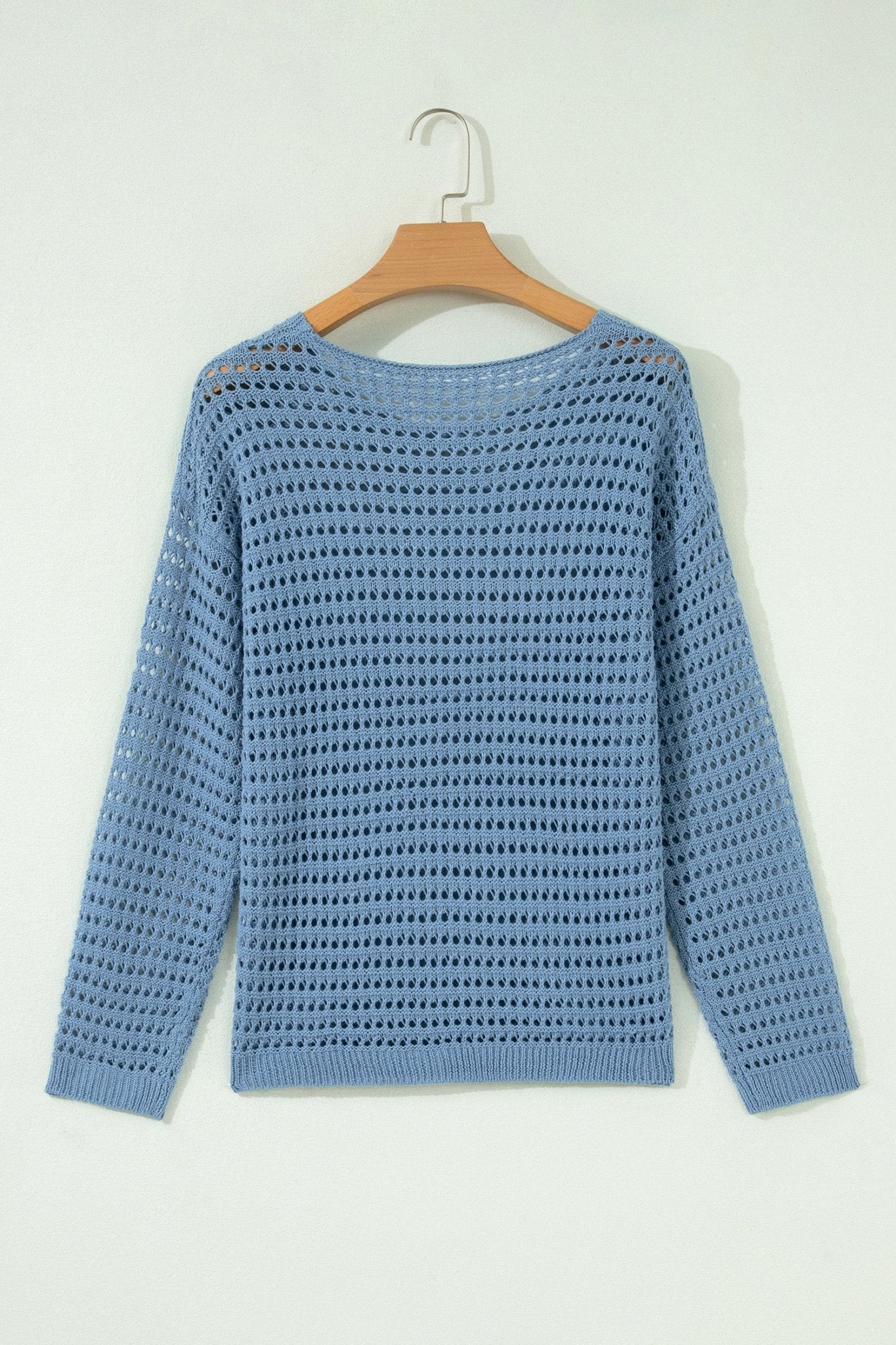 Solid Crochet Knit Long Sleeve Sweater - Rooted & Reckless Co.