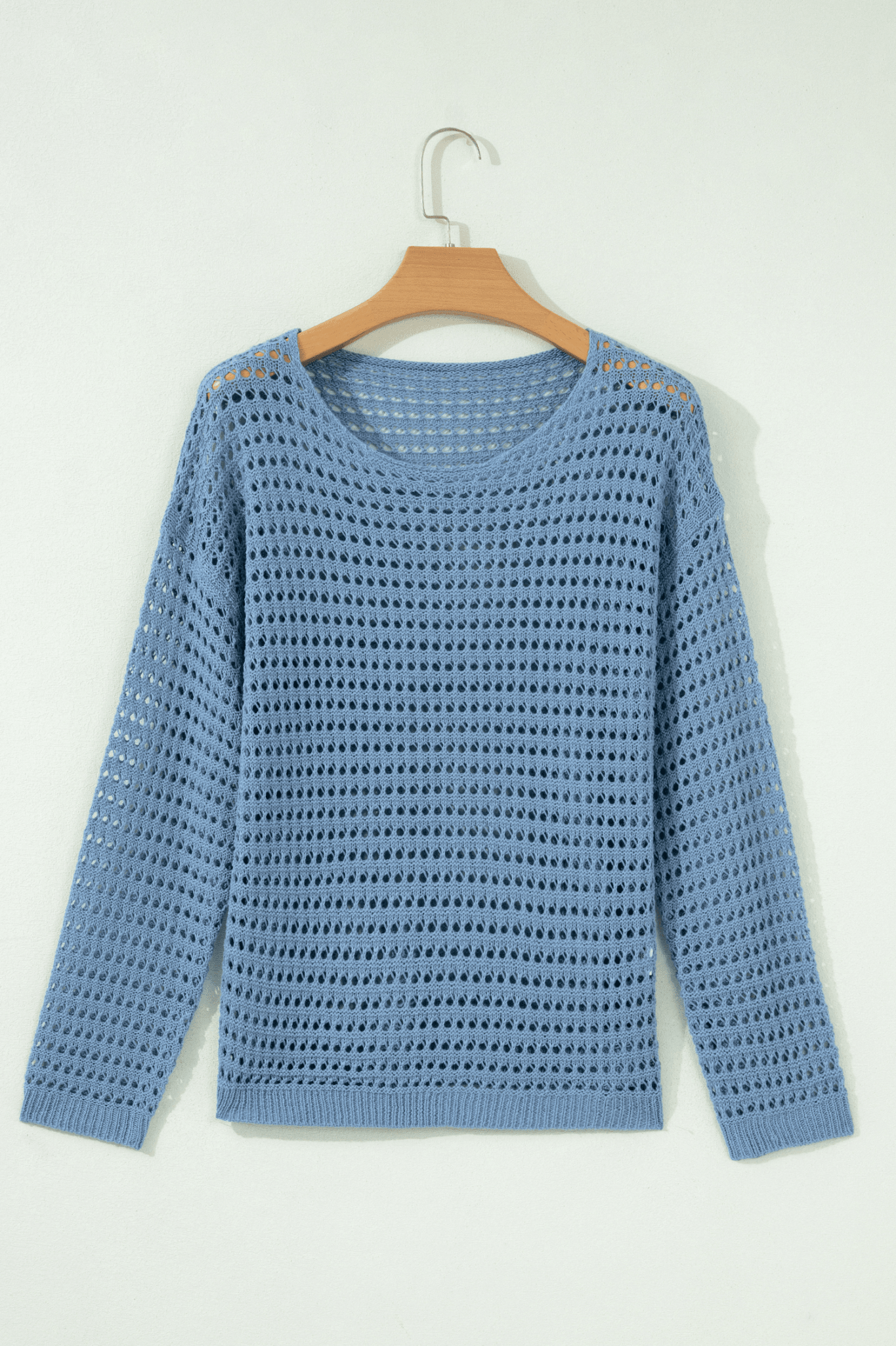 Solid Crochet Knit Long Sleeve Sweater - Rooted & Reckless Co.