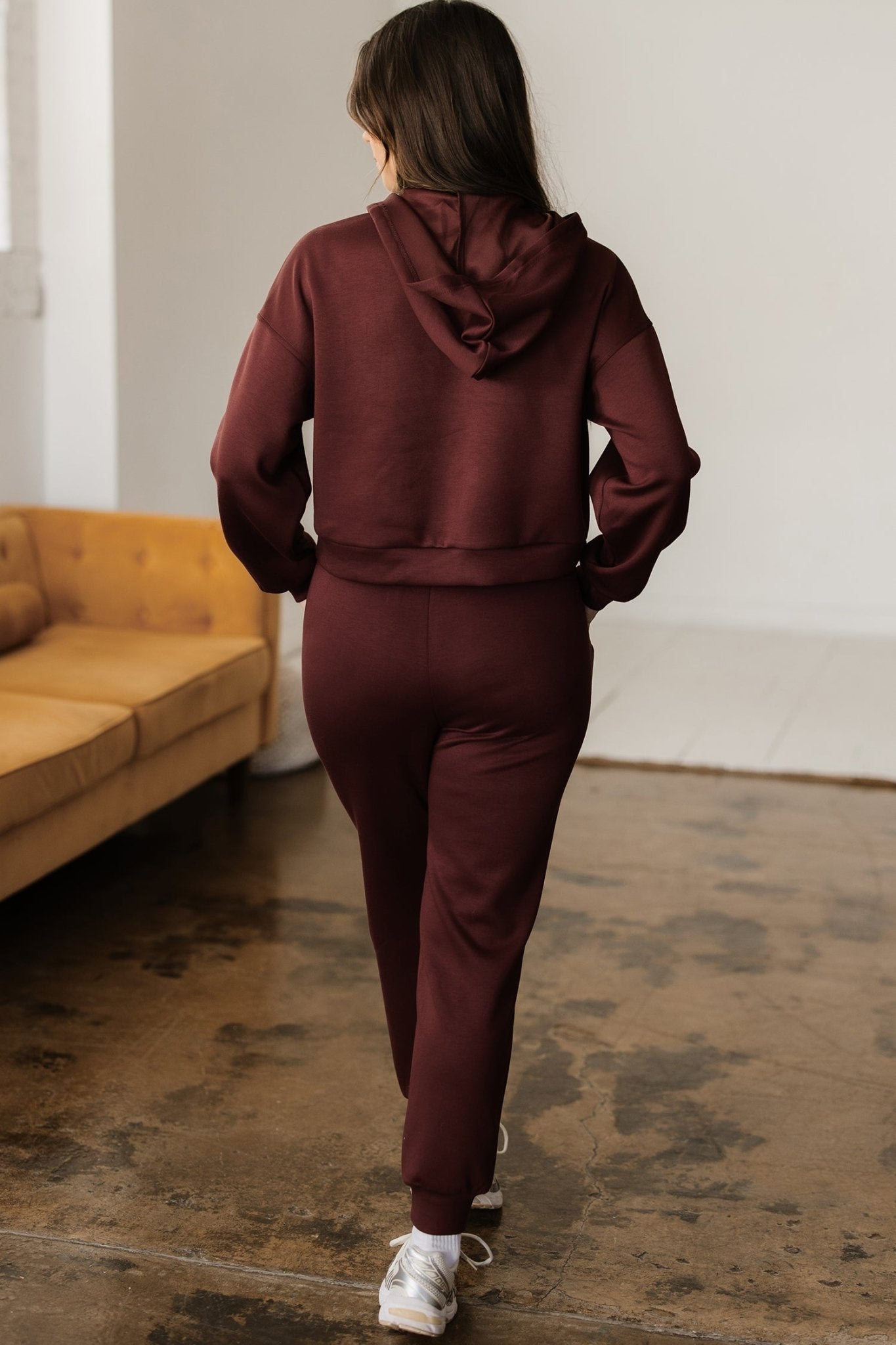 Solid Cropped Hoodie and Jogger Lounge Set - Rooted & Reckless Co.