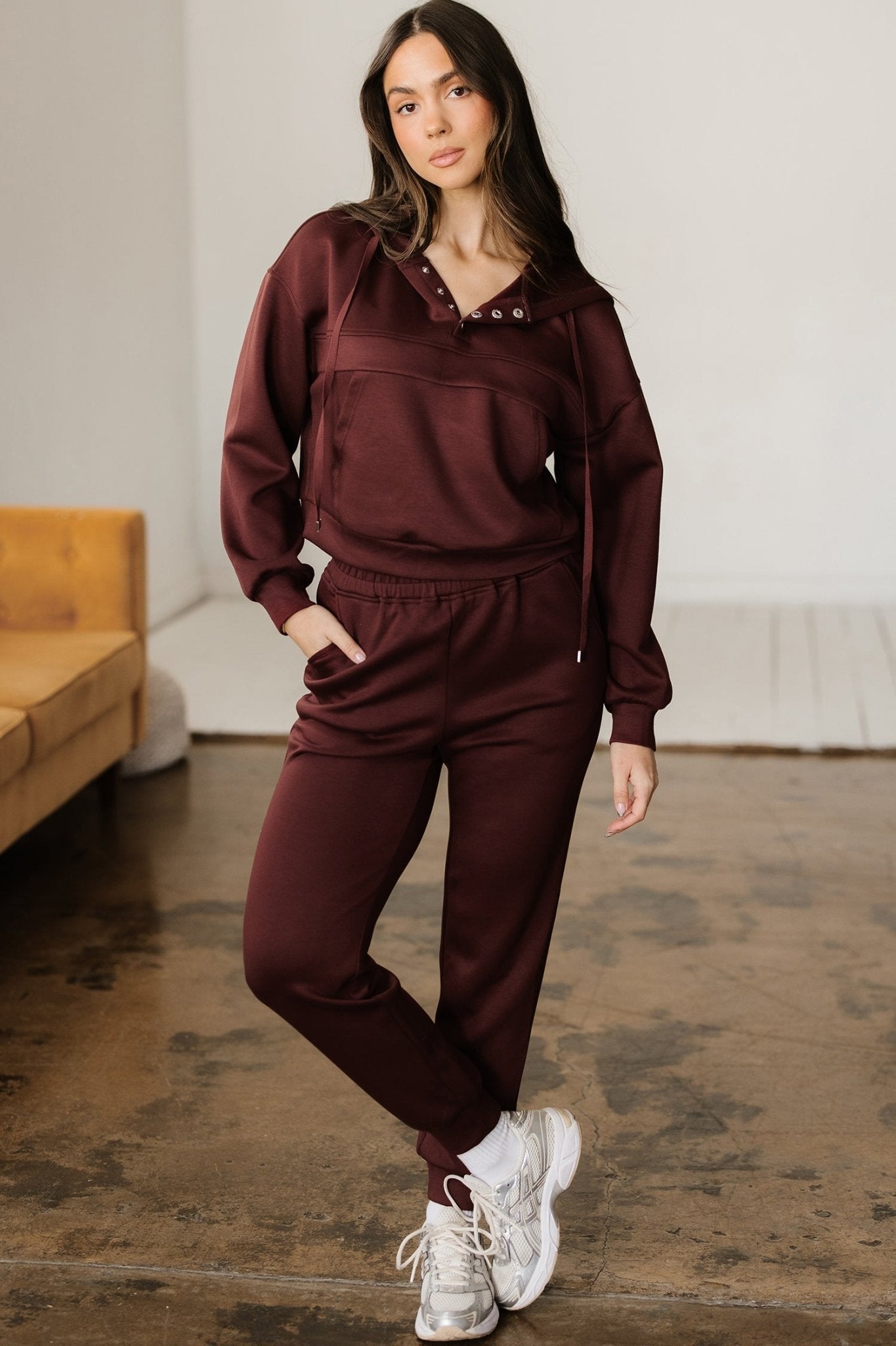 Solid Cropped Hoodie and Jogger Lounge Set - Rooted & Reckless Co.