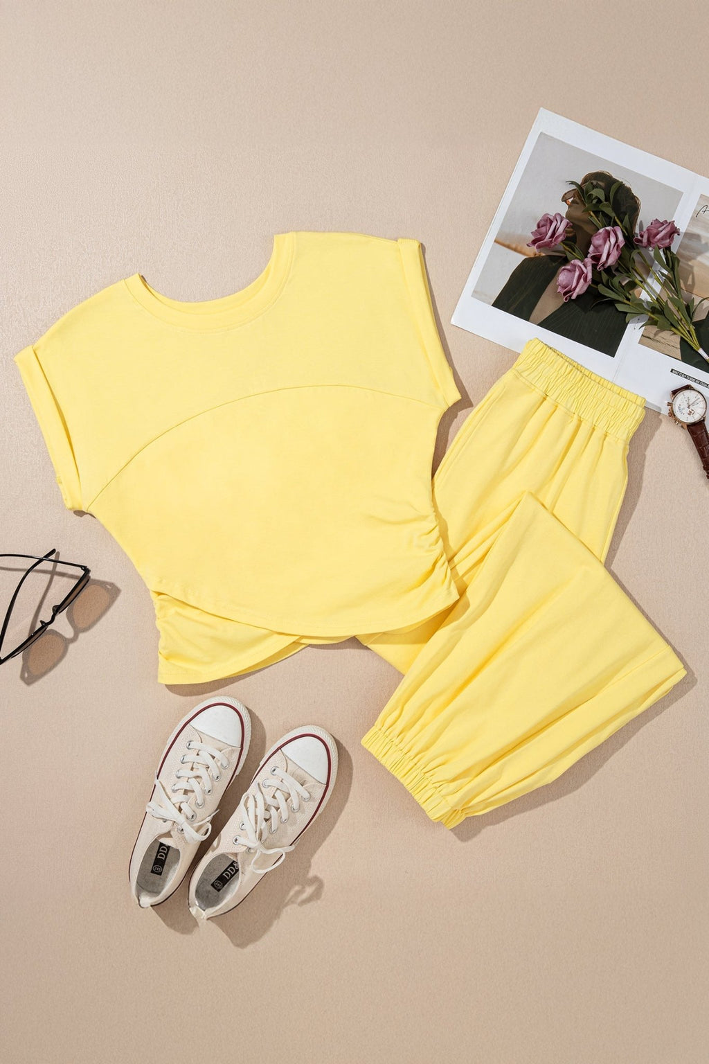 Solid Cropped Tank Top & Jogger Pants Set - Rooted & Reckless Co.