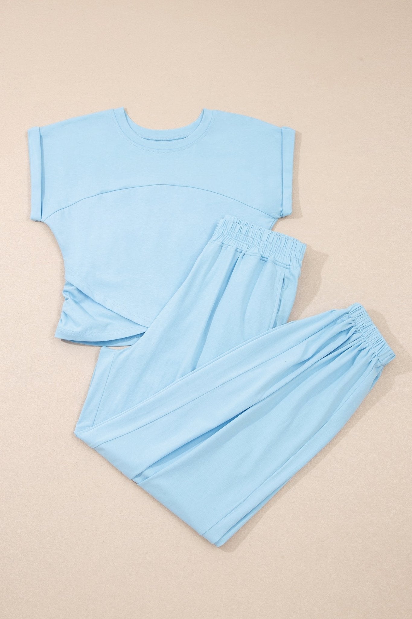 Solid Cropped Tank Top & Jogger Pants Set - Rooted & Reckless Co.