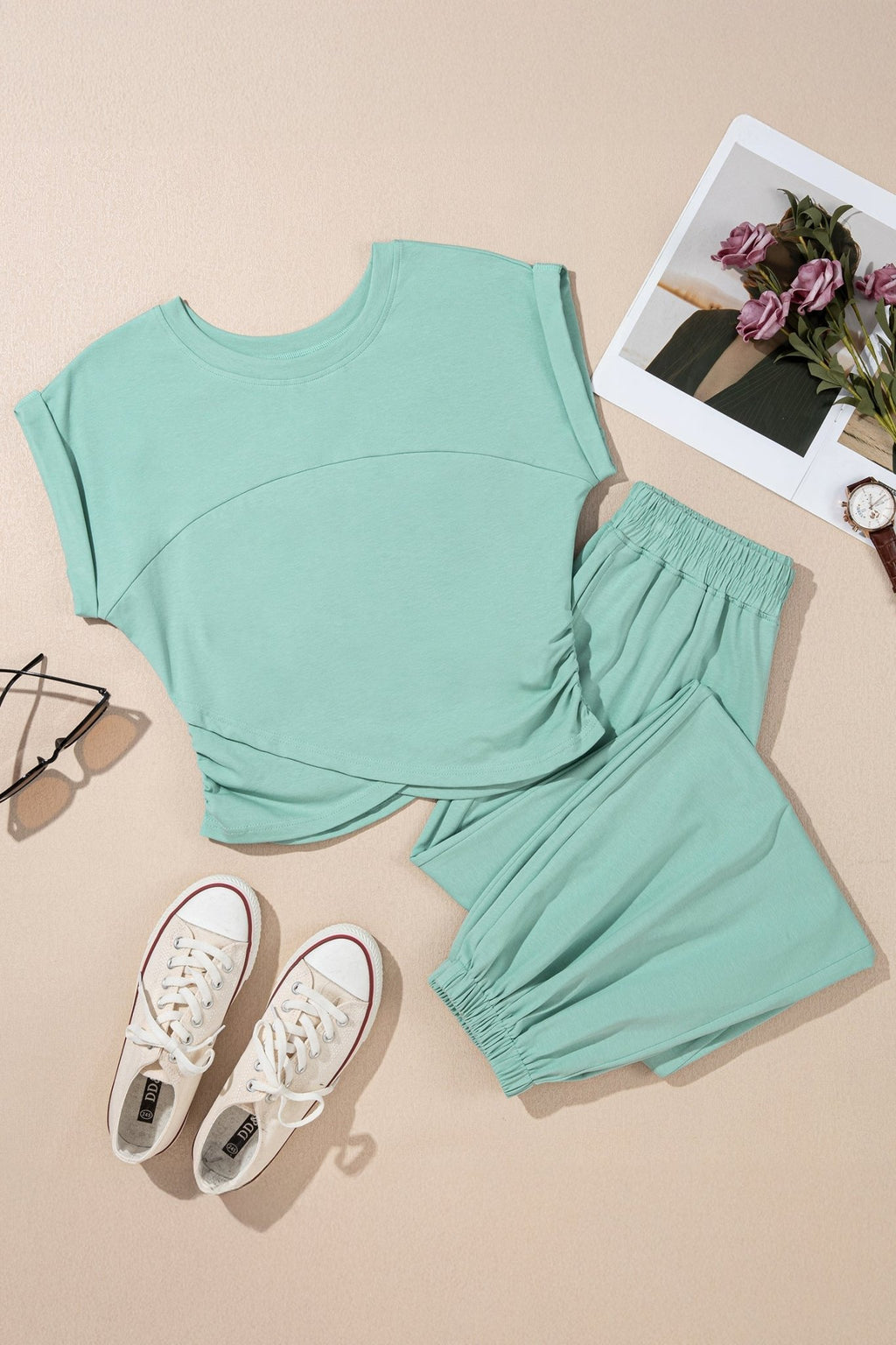 Solid Cropped Top & Jogger Pants Set - Rooted & Reckless Co.