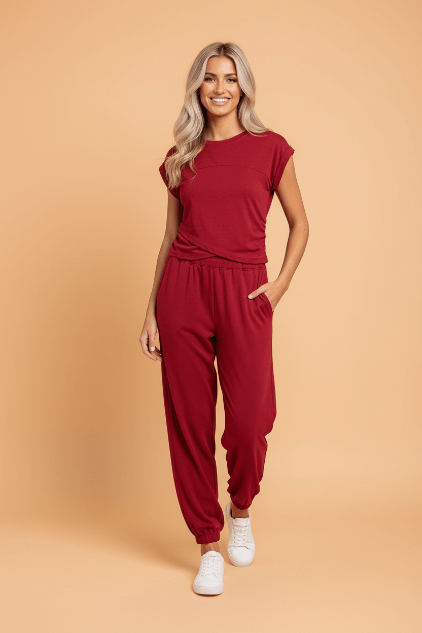 Solid Cropped Top & Jogger Pants Set - Rooted & Reckless Co.