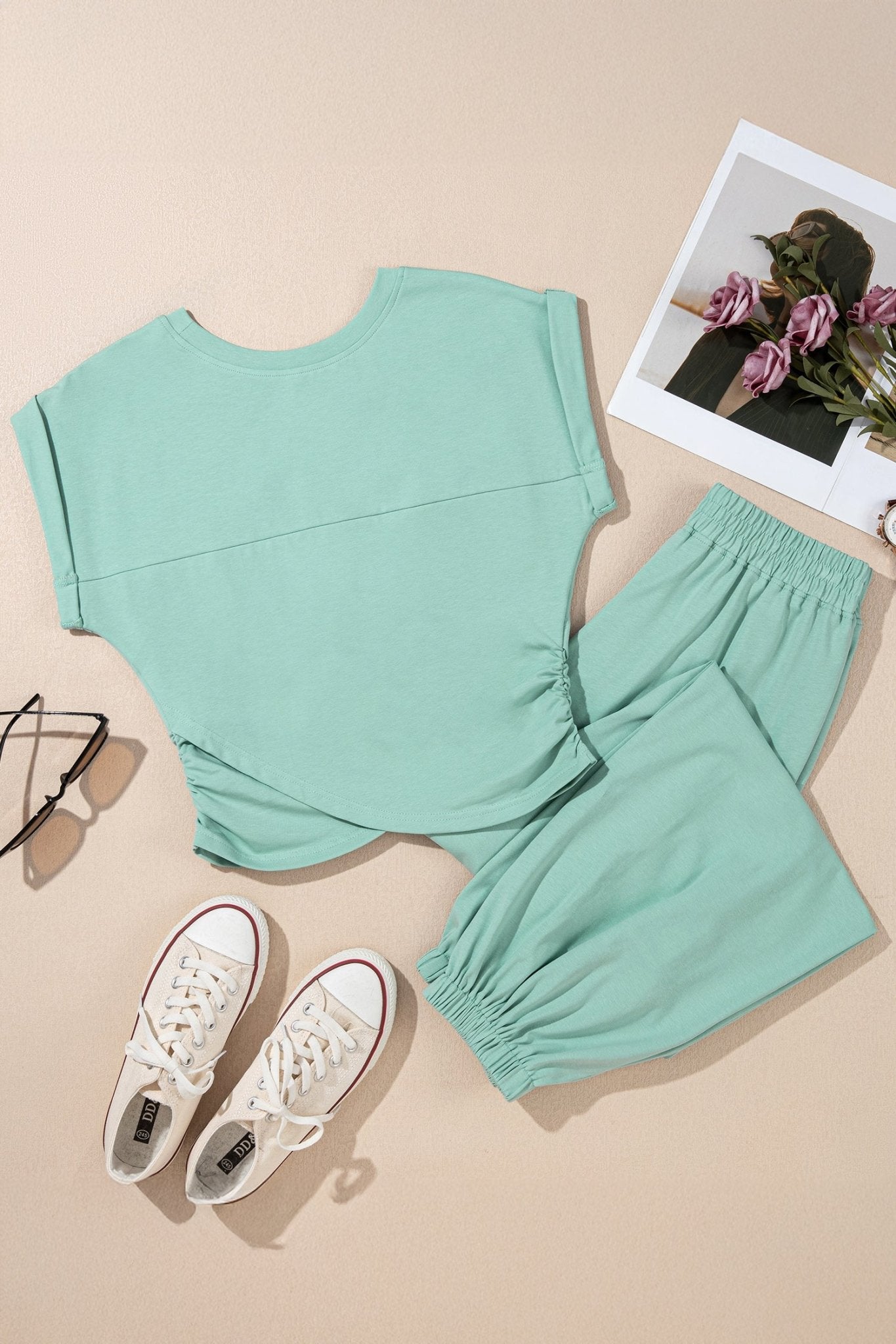 Solid Cropped Top & Jogger Pants Set - Rooted & Reckless Co.