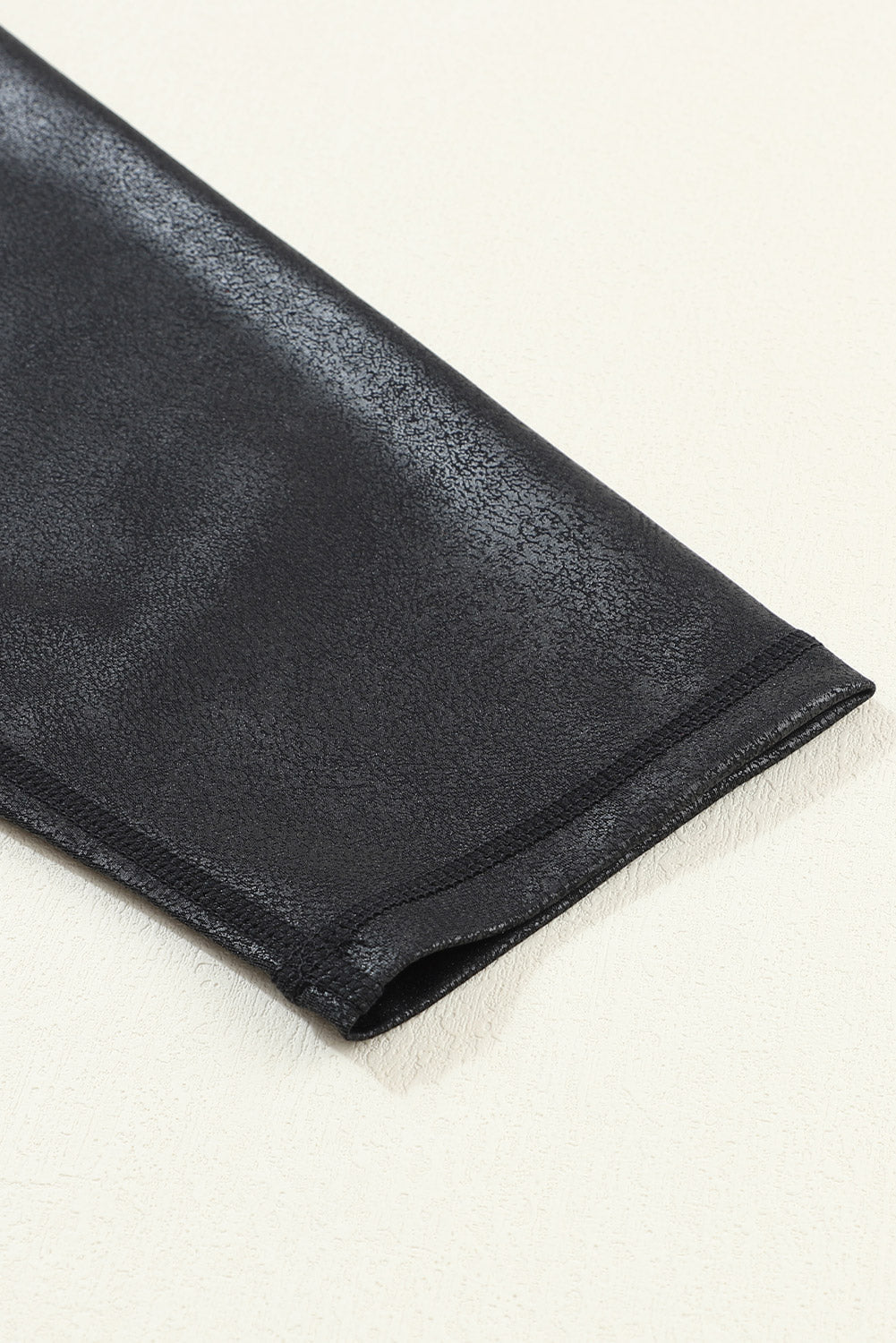 Solid Crossed Dip Waist Leather Leggings - Rooted & Reckless Co.