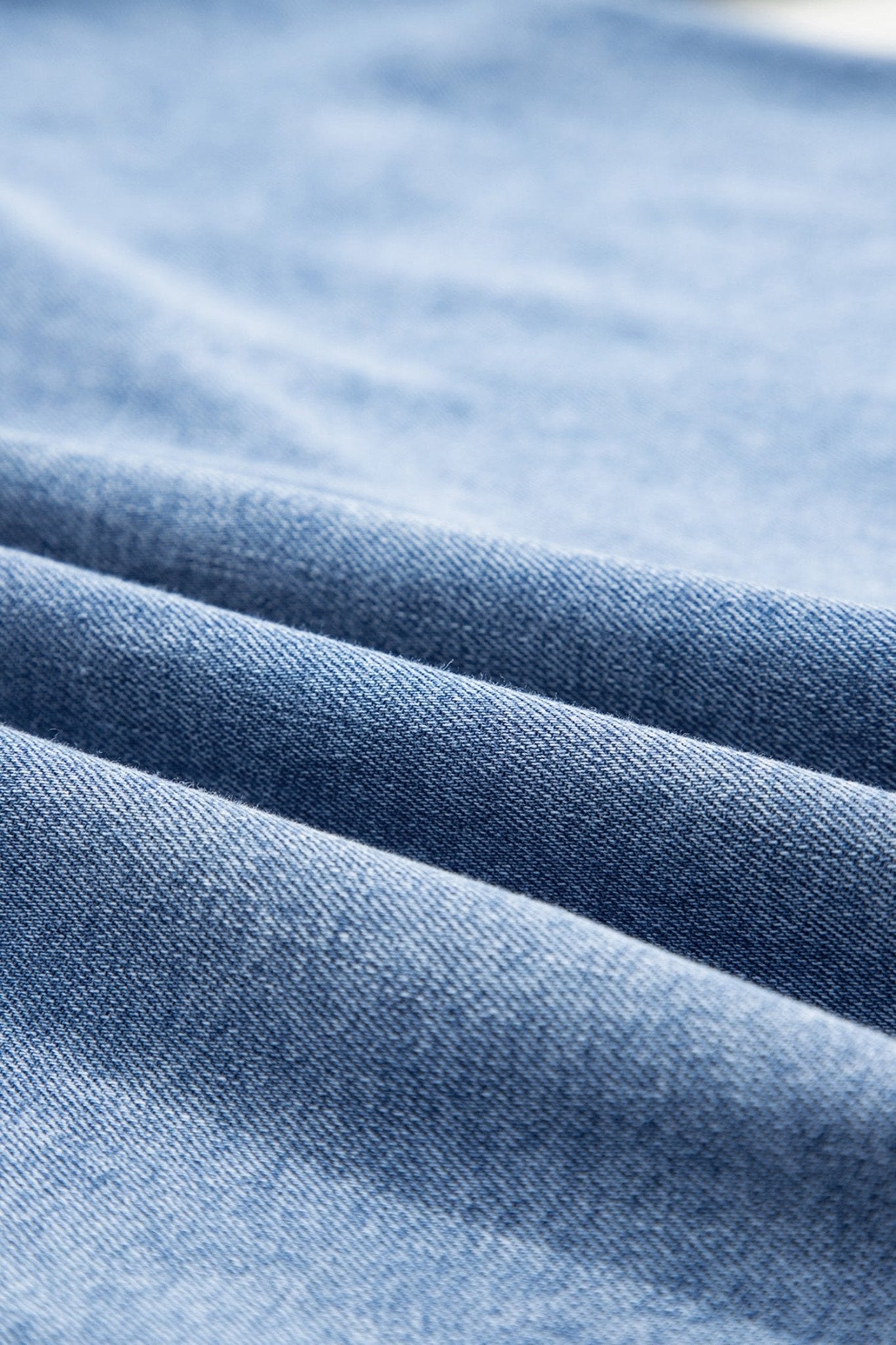 Solid Denim 3/4 Puff Sleeve Collared Shirt - Rooted & Reckless Co.