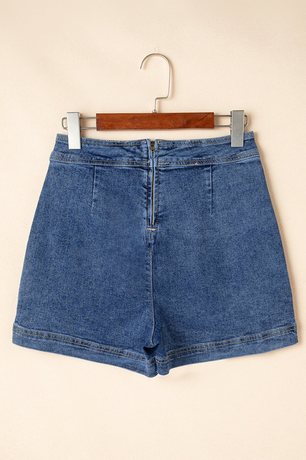 Solid Denim Faux Wrap Mini Skort - Rooted & Reckless Co.