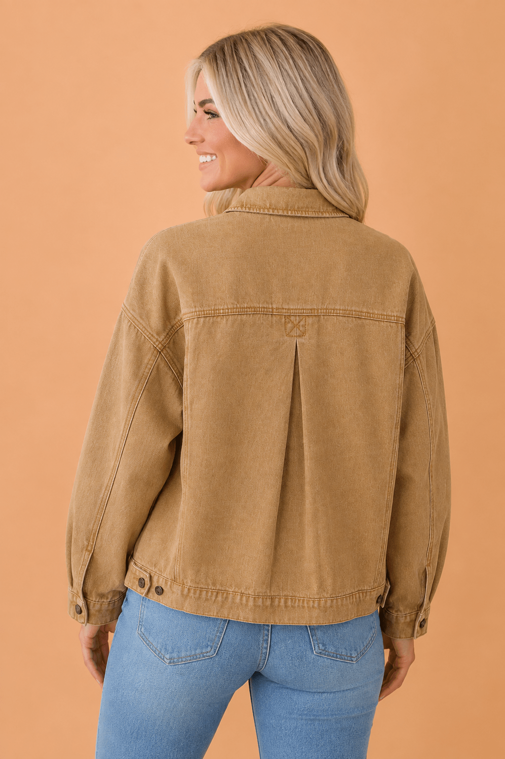 Solid Denim Long Sleeve Buttoned Collar Jacket - Rooted & Reckless Co.