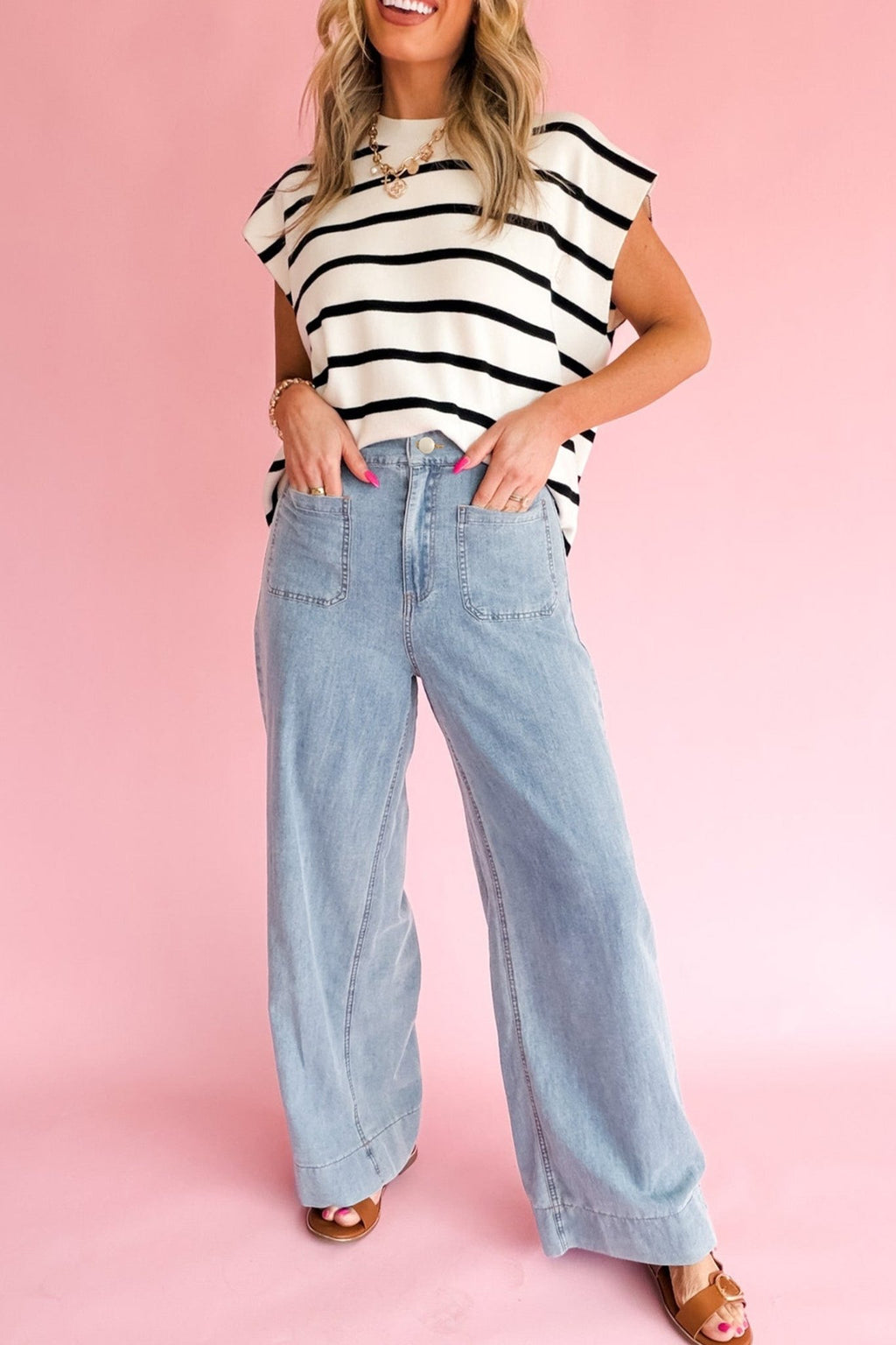 Solid Denim Patch Pocket Straight Leg Jeans - Rooted & Reckless Co.