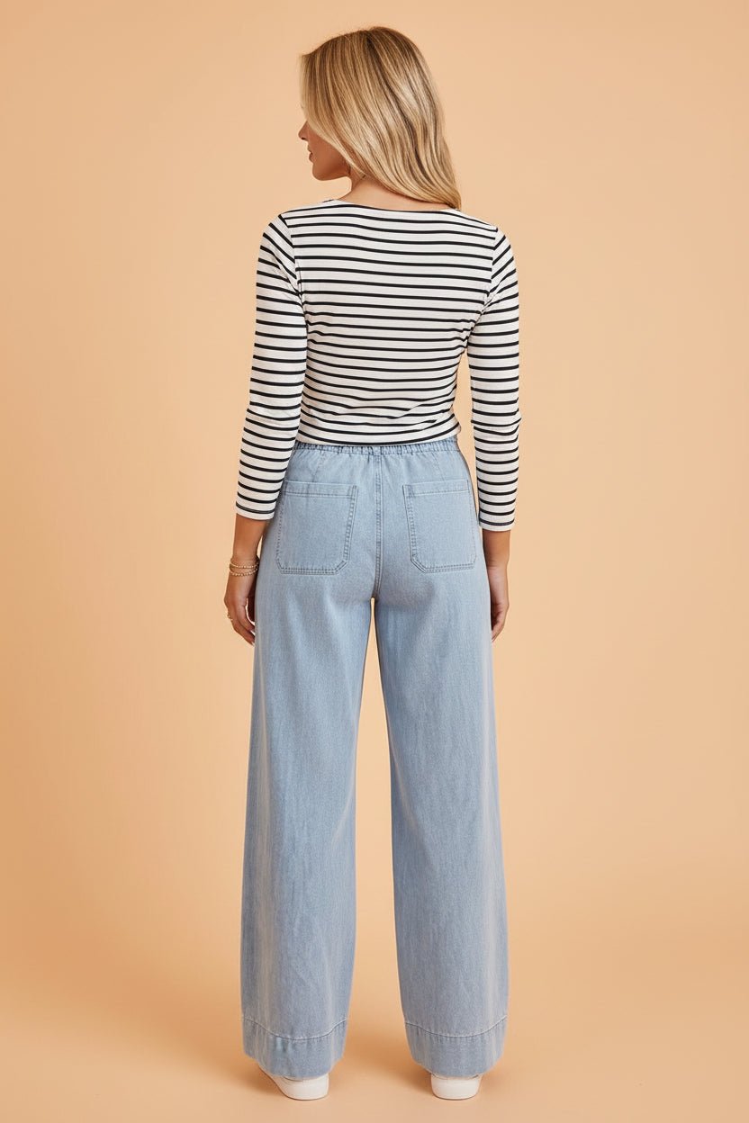 Solid Denim Patch Pocket Straight Leg Jeans - Rooted & Reckless Co.