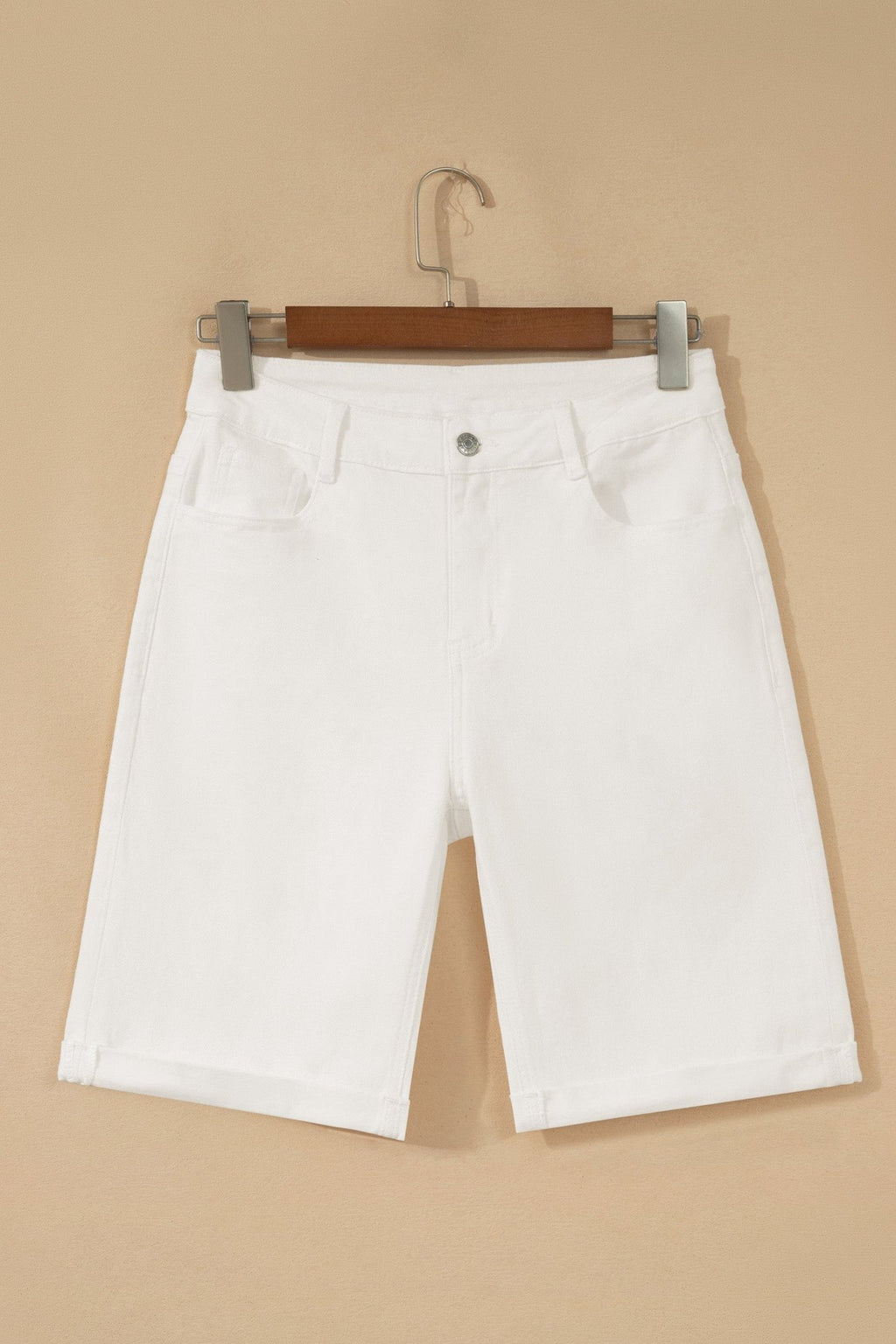 Solid Denim Rolled Cuffs Bermuda Shorts - Rooted & Reckless Co.
