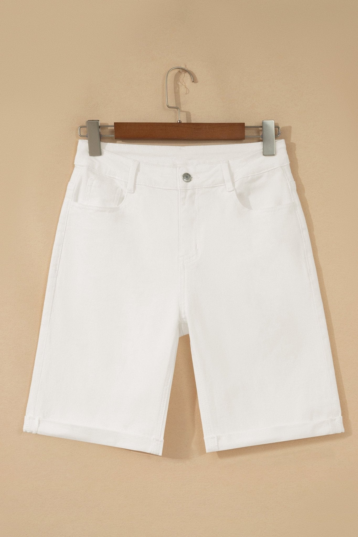 Solid Denim Rolled Cuffs Bermuda Shorts - Rooted & Reckless Co.