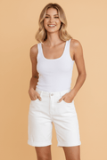 Solid Denim Rolled Cuffs Bermuda Shorts - Rooted & Reckless Co.