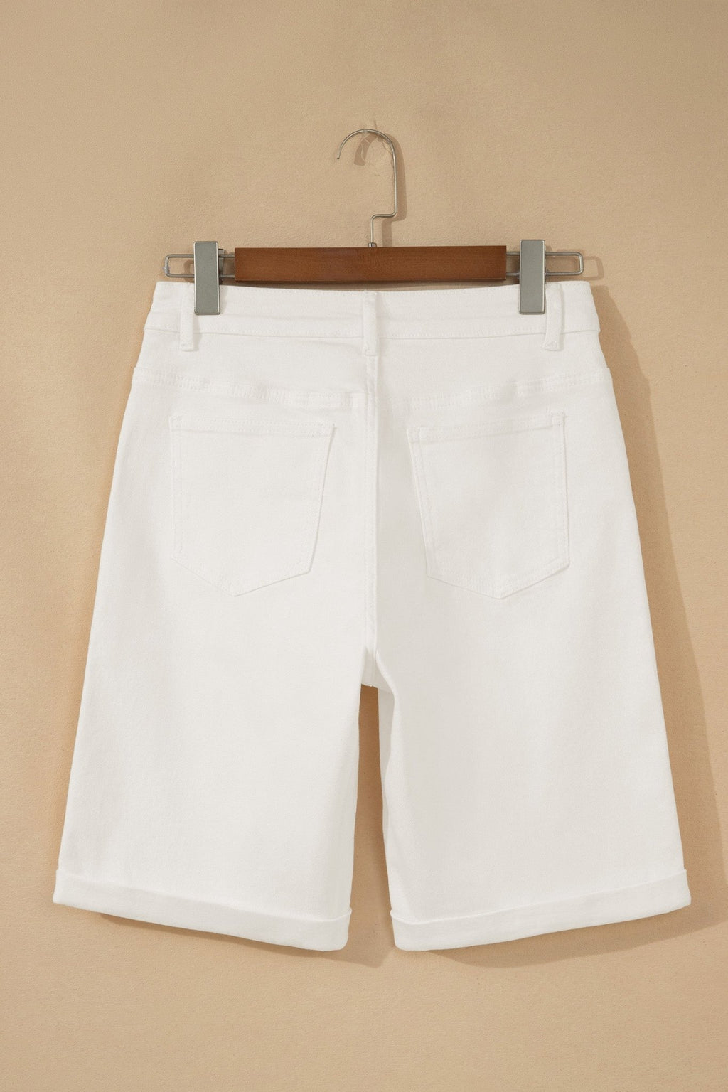 Solid Denim Rolled Cuffs Bermuda Shorts - Rooted & Reckless Co.