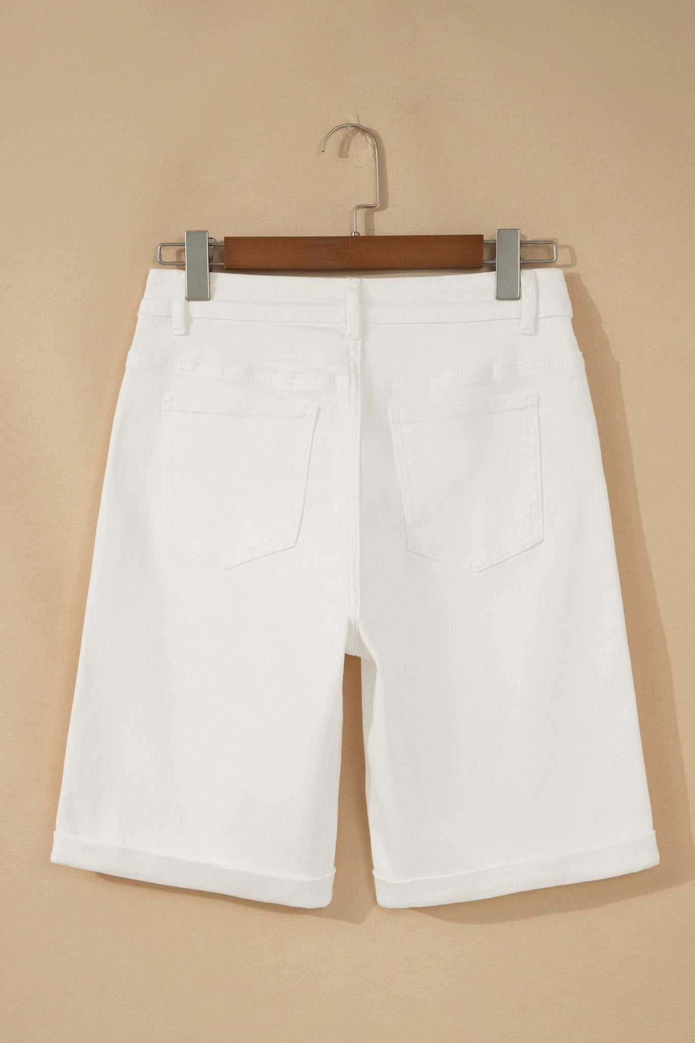 Solid Denim Rolled Cuffs Bermuda Shorts - Rooted & Reckless Co.