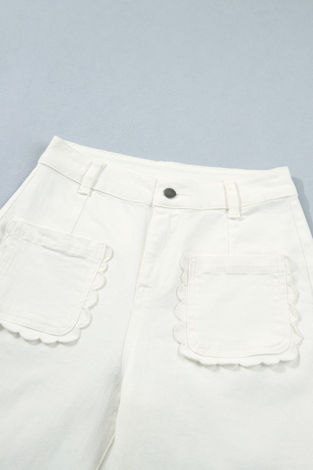 Solid Denim Scalloped Patch Pocket Shift Jeans - Rooted & Reckless Co.