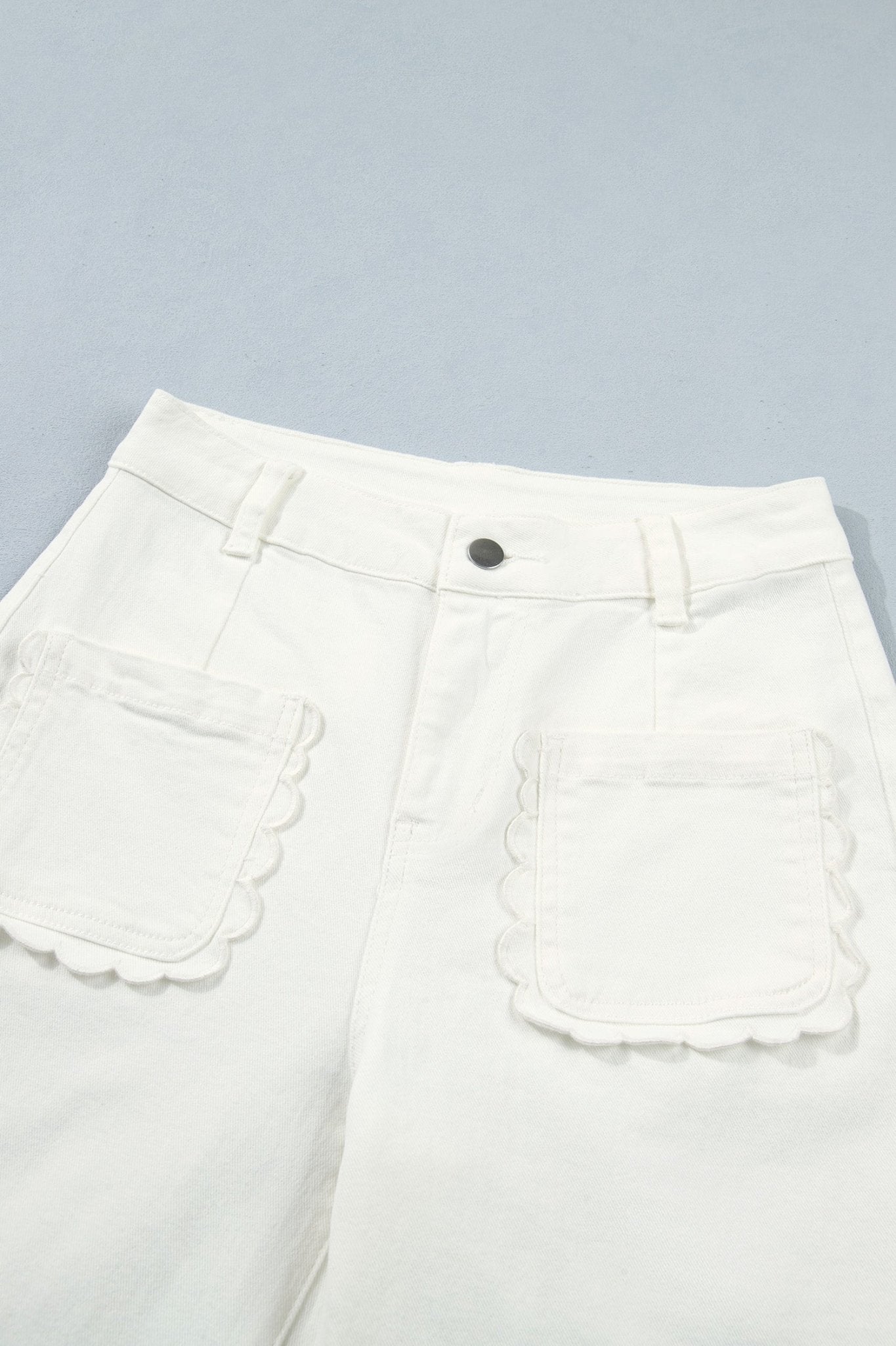 Solid Denim Scalloped Patch Pocket Shift Jeans - Rooted & Reckless Co.