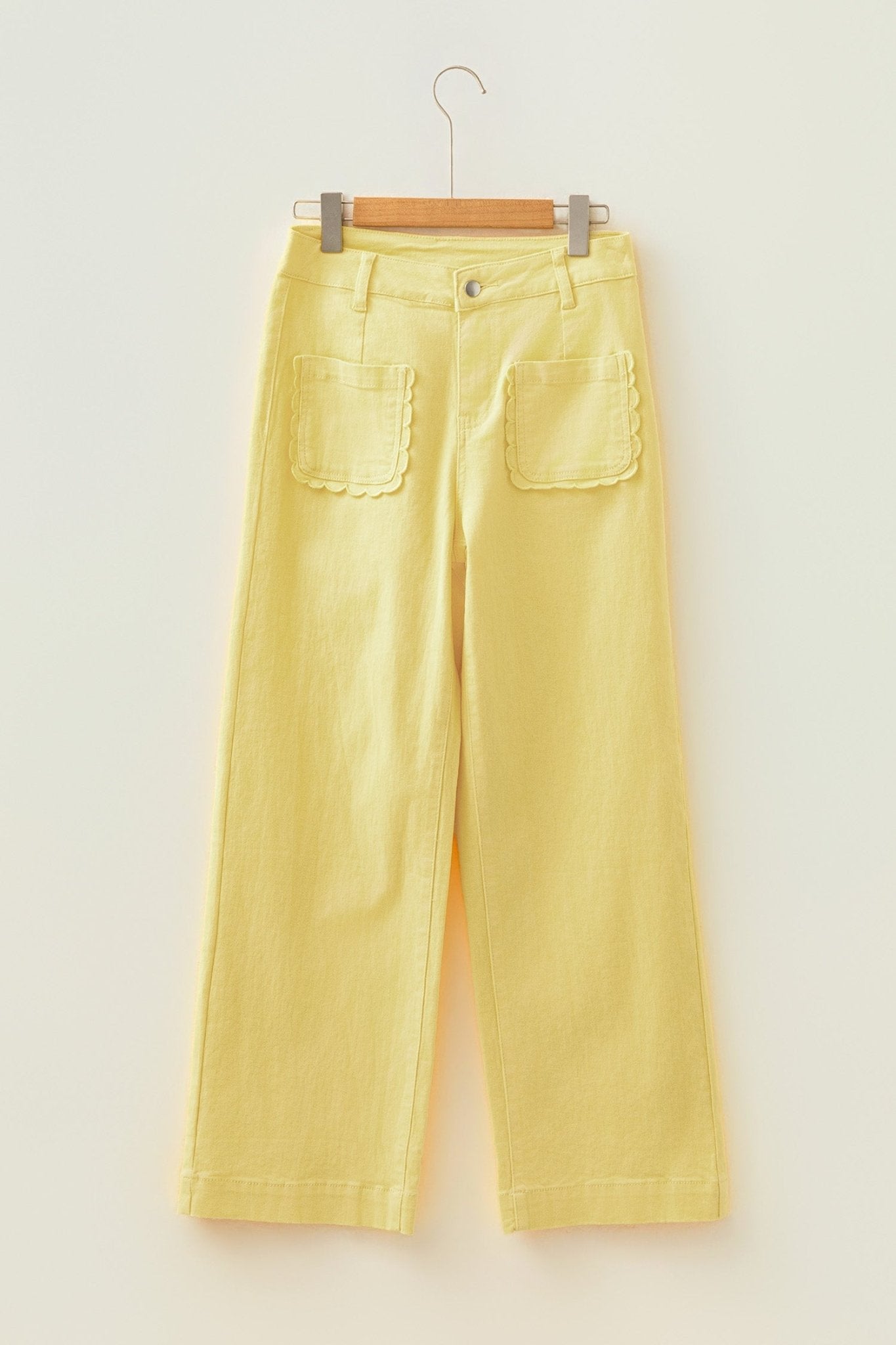 Solid Denim Scalloped Patch Pocket Shift Jeans - Rooted & Reckless Co.