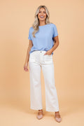 Solid Denim Scalloped Patch Pocket Shift Jeans - Rooted & Reckless Co.
