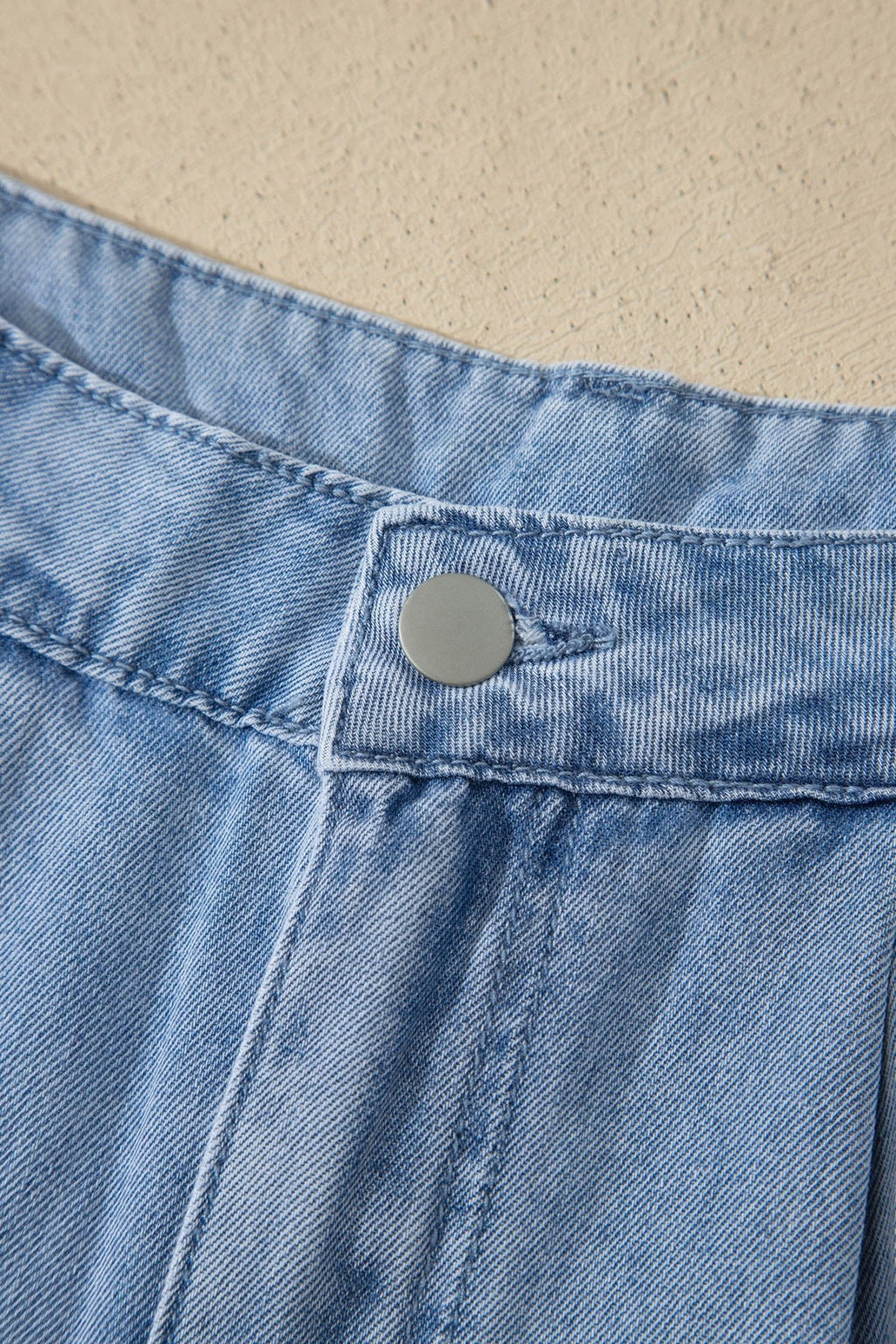 Solid Denim Scalloped Trim High Waist Shorts - Rooted & Reckless Co.