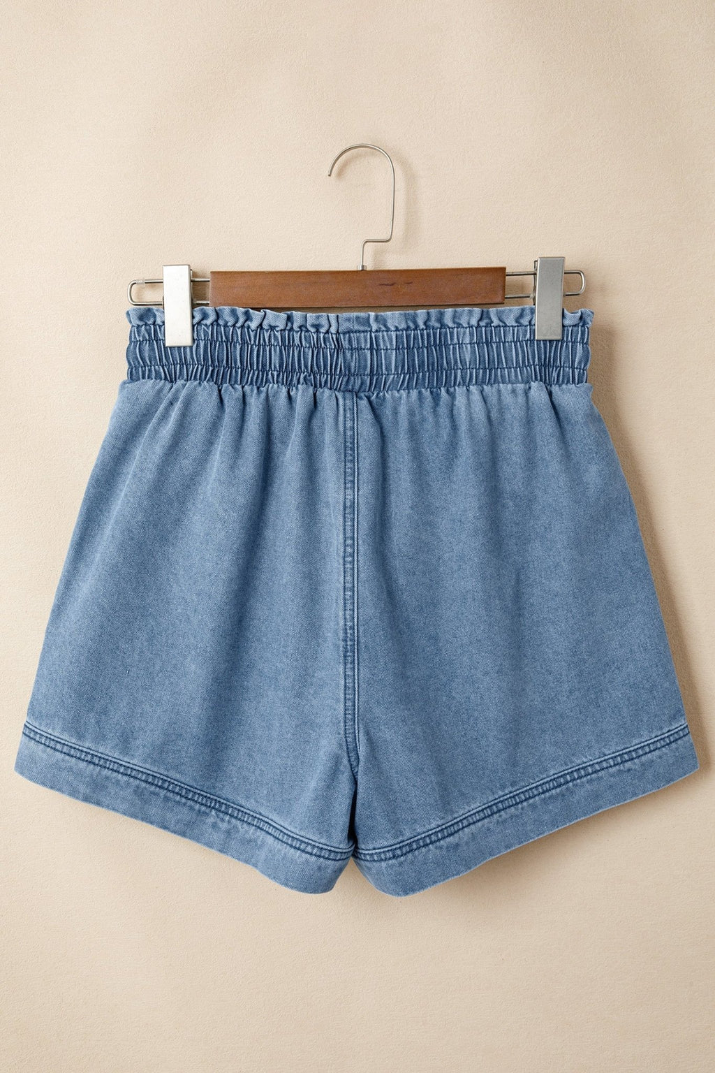 Solid Denim Smocked Elastic Waist Shorts - Rooted & Reckless Co.
