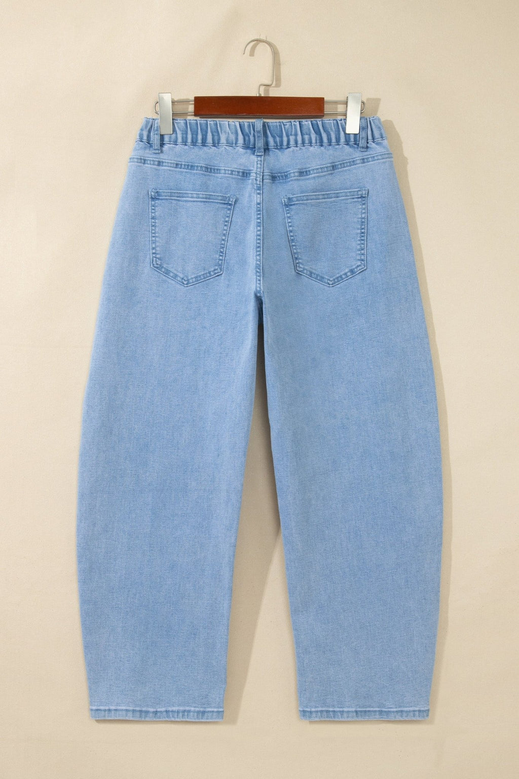 Solid Denim Square Patch Pocket Ankle Length Barrel Jeans - Rooted & Reckless Co.