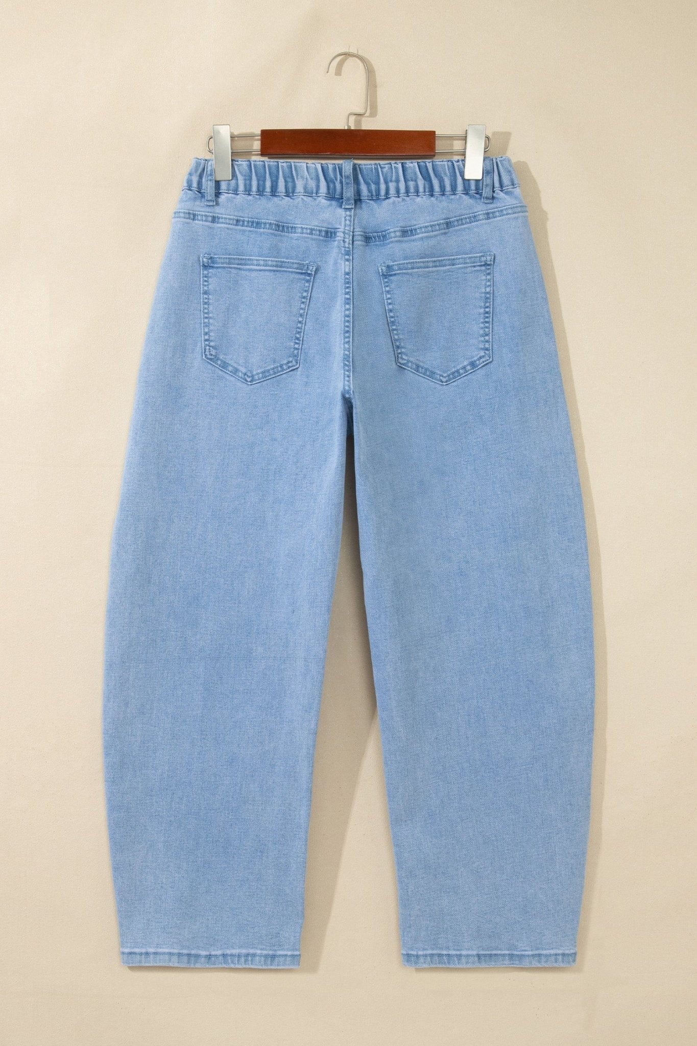 Solid Denim Square Patch Pocket Ankle Length Barrel Jeans - Rooted & Reckless Co.