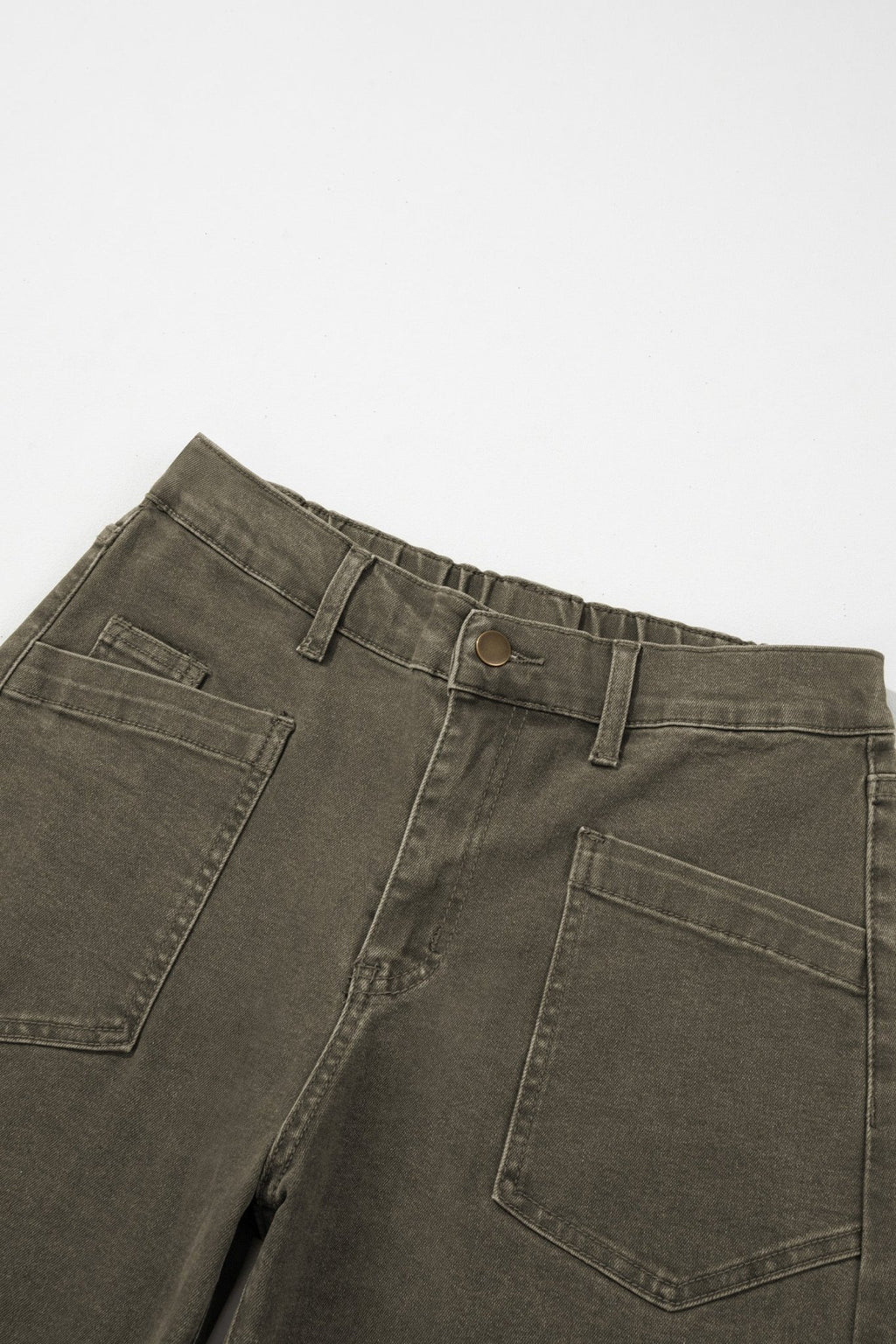 Solid Denim Square Patch Pocket Barrel Jeans - Rooted & Reckless Co.