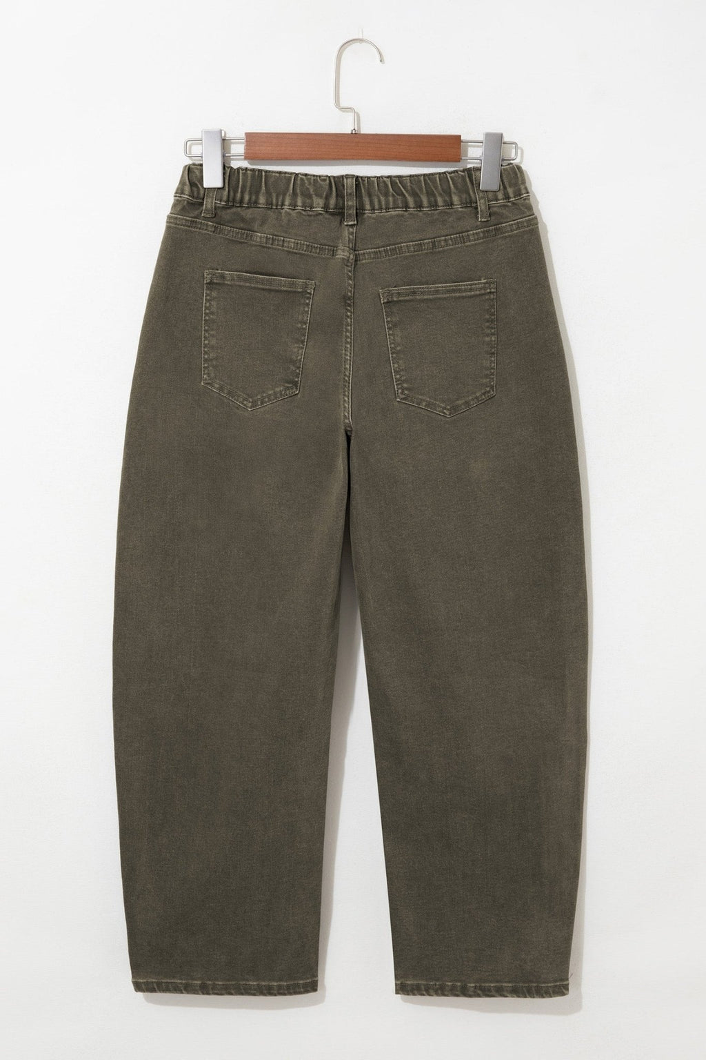 Solid Denim Square Patch Pocket Barrel Jeans - Rooted & Reckless Co.