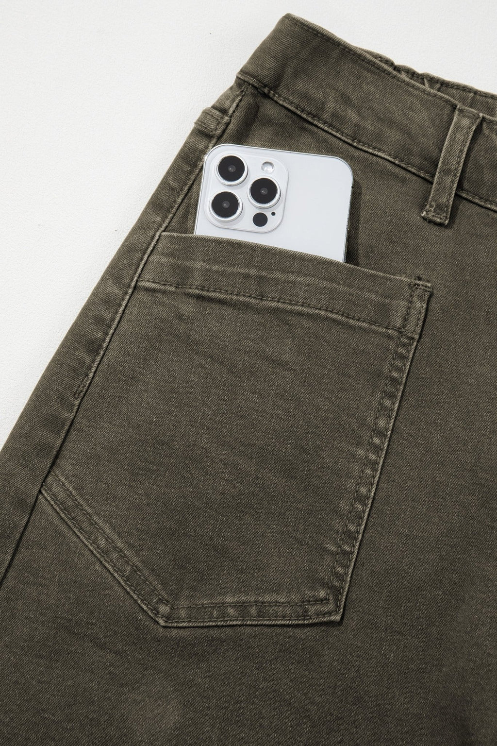 Solid Denim Square Patch Pocket Barrel Jeans - Rooted & Reckless Co.