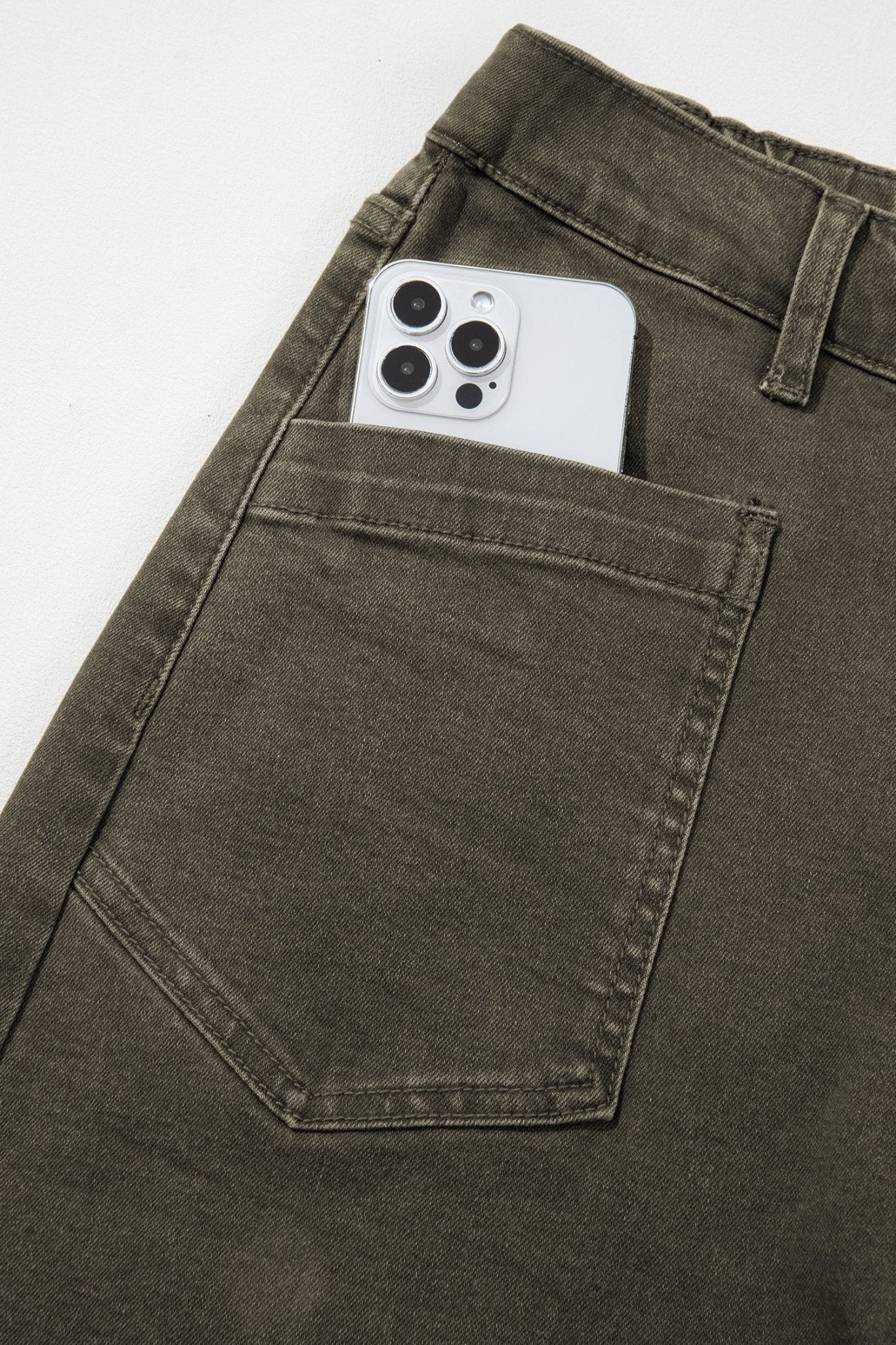 Solid Denim Square Patch Pocket Barrel Jeans - Rooted & Reckless Co.
